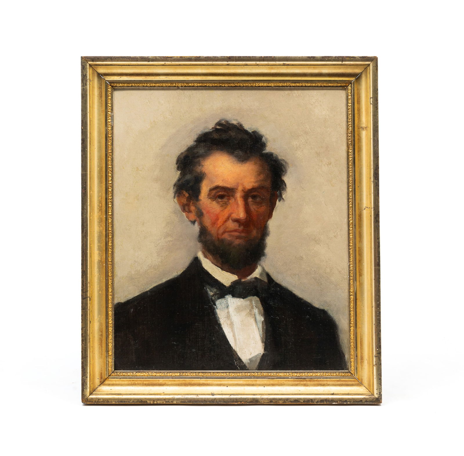 MANNER OF JOSEPH ALEXANDER AMES (1816-1872) OIL ON CANVAS PORTRAIT OF ABRAHAM LINCOLN. Frame, (1 of 5)