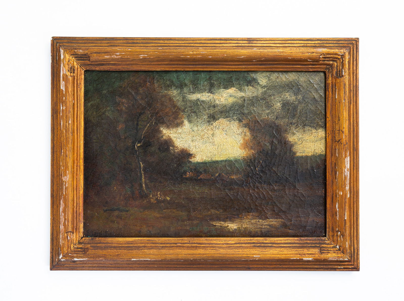 EDWARD LOYAL FIELD (AMERICAN, 1856-1914) OIL ON CANVAS LANDSCAPE. Frame, 12"h. 16"w. Canvas, 9"h. (1 of 5)