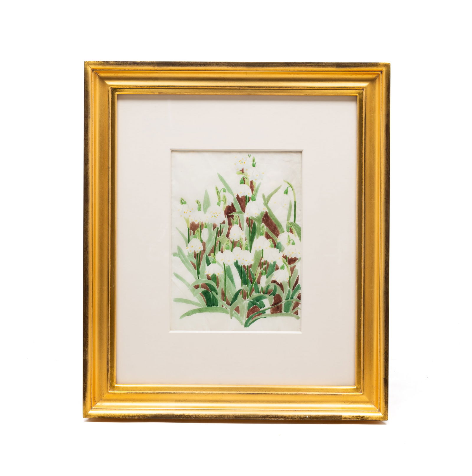 ATTRIBUTED TO EDNA BOIES HOPKINS (AMERICAN, 1872-1937) "LILIES OF THE VALLEY" WATERCOLOR. Frame, (1 of 3)