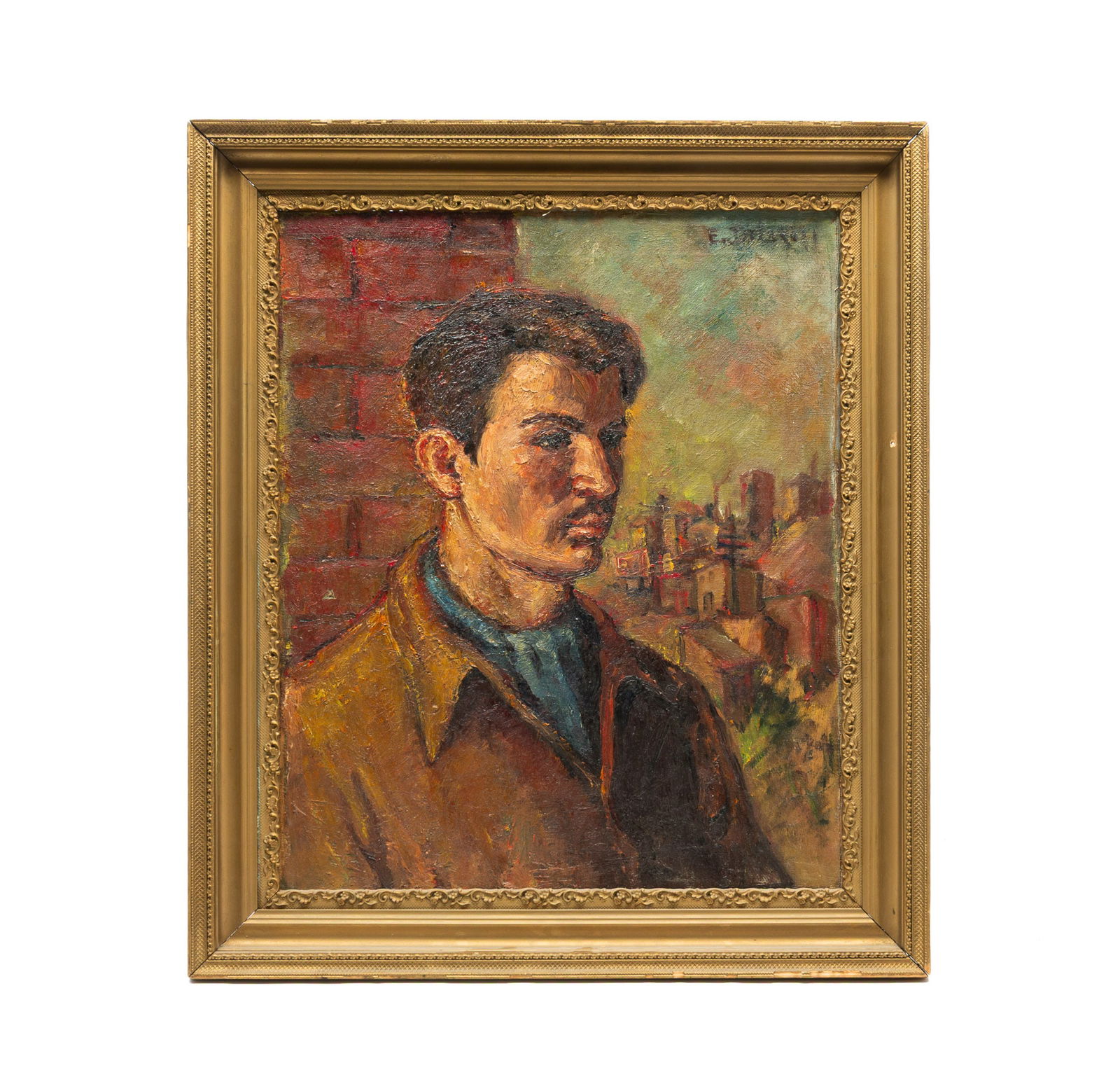 ELEANORE KAUFMANN JOHNSON DRISKELL (COLUMBUS, OHIO, 1902–1972) OIL ON CANVAS PORTRAIT OF MAN. (1 of 5)