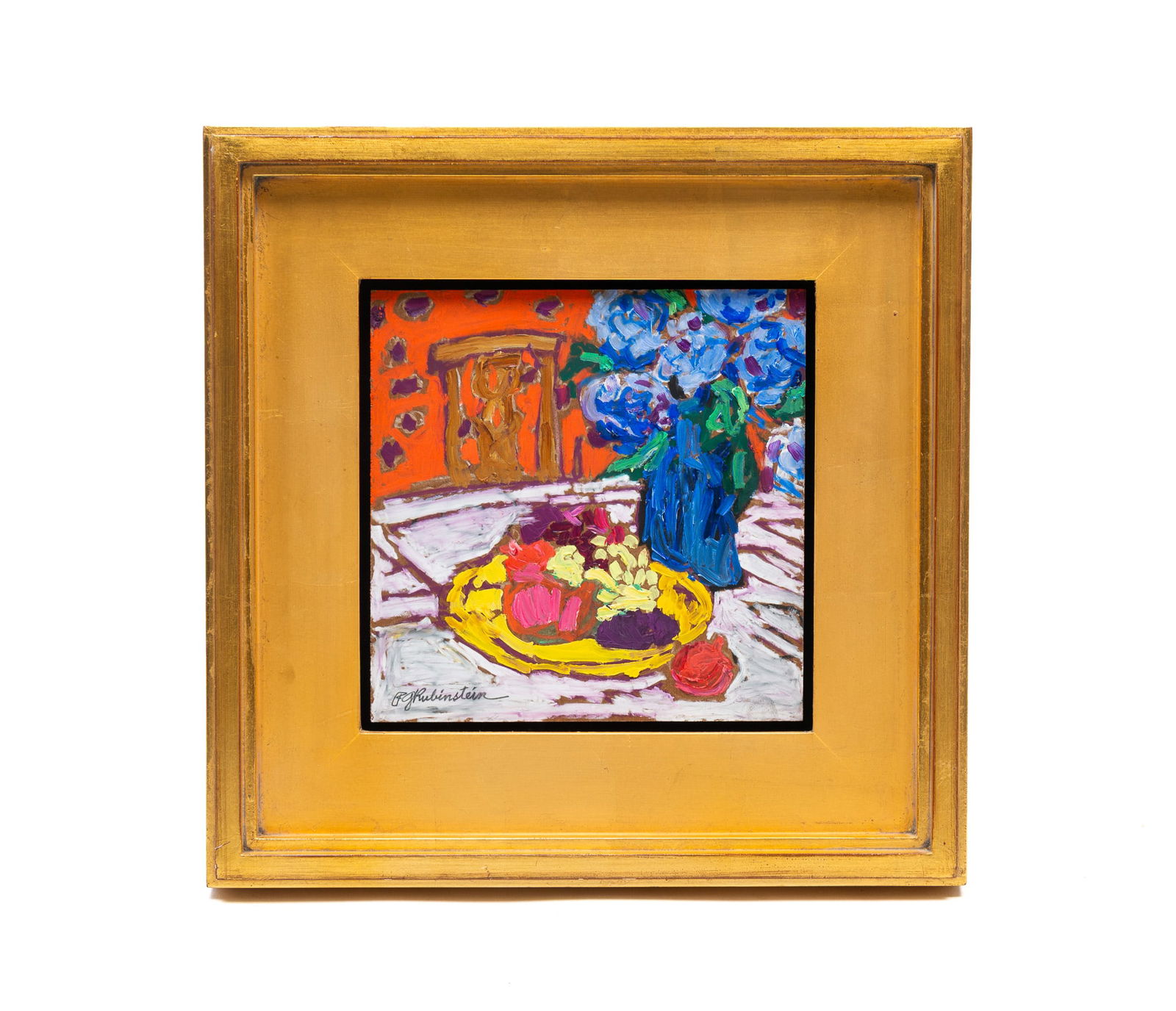 PAULA RUBINSTEIN (AMERICAN, 20TH/21ST CENTURY) OIL ON BOARD STILL LIFE. Frame, 14"h. 14"w Board, (1 of 4)