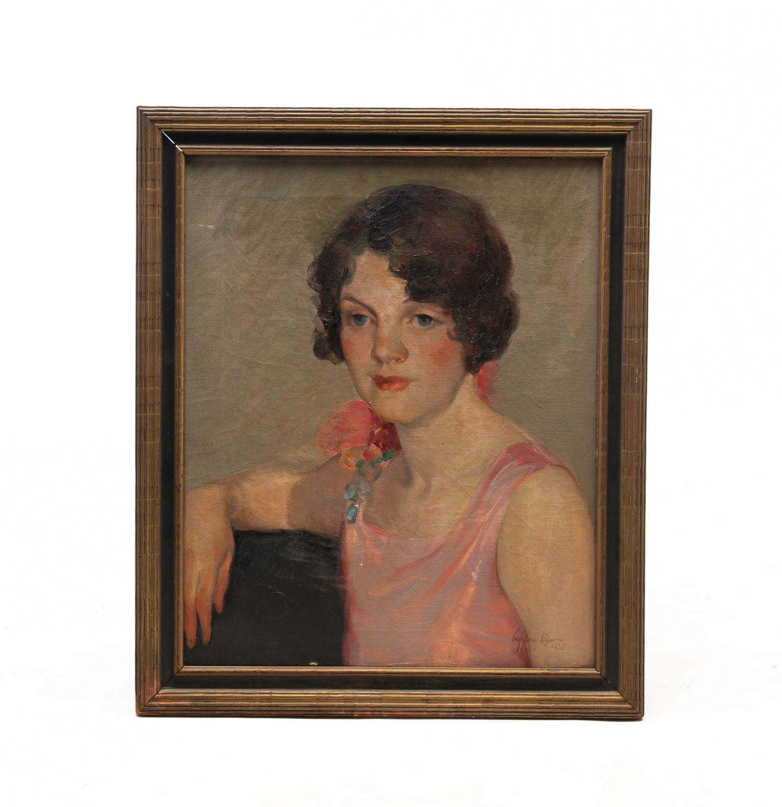 OIL ON CANVAS PORTRAIT OF YOUNG WOMAN, SIGNED AND DATED 1926. (1 of 3)