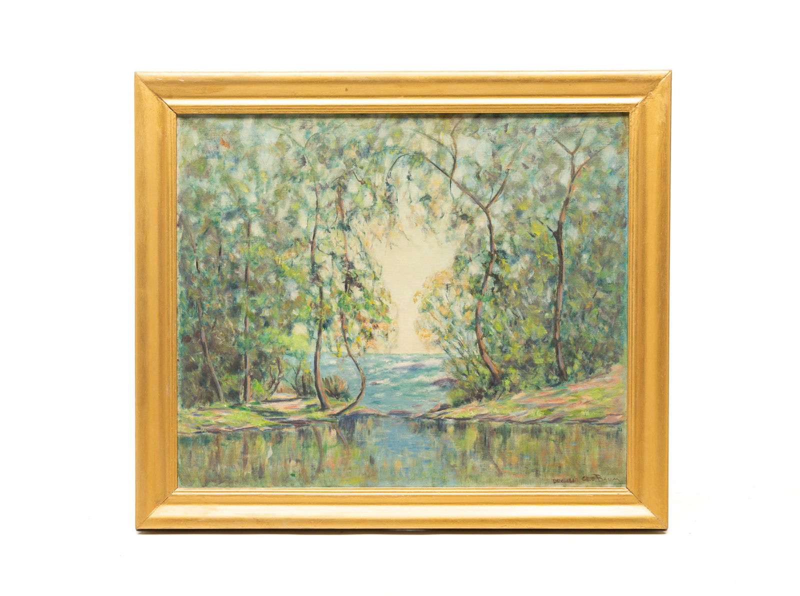 GEORGE BAUM (INDIANA, 1884-1974) OIL ON CANVAS LANDSCAPE, DATED 1947. Frame, 30.25"h. 35.25"w. (1 of 4)