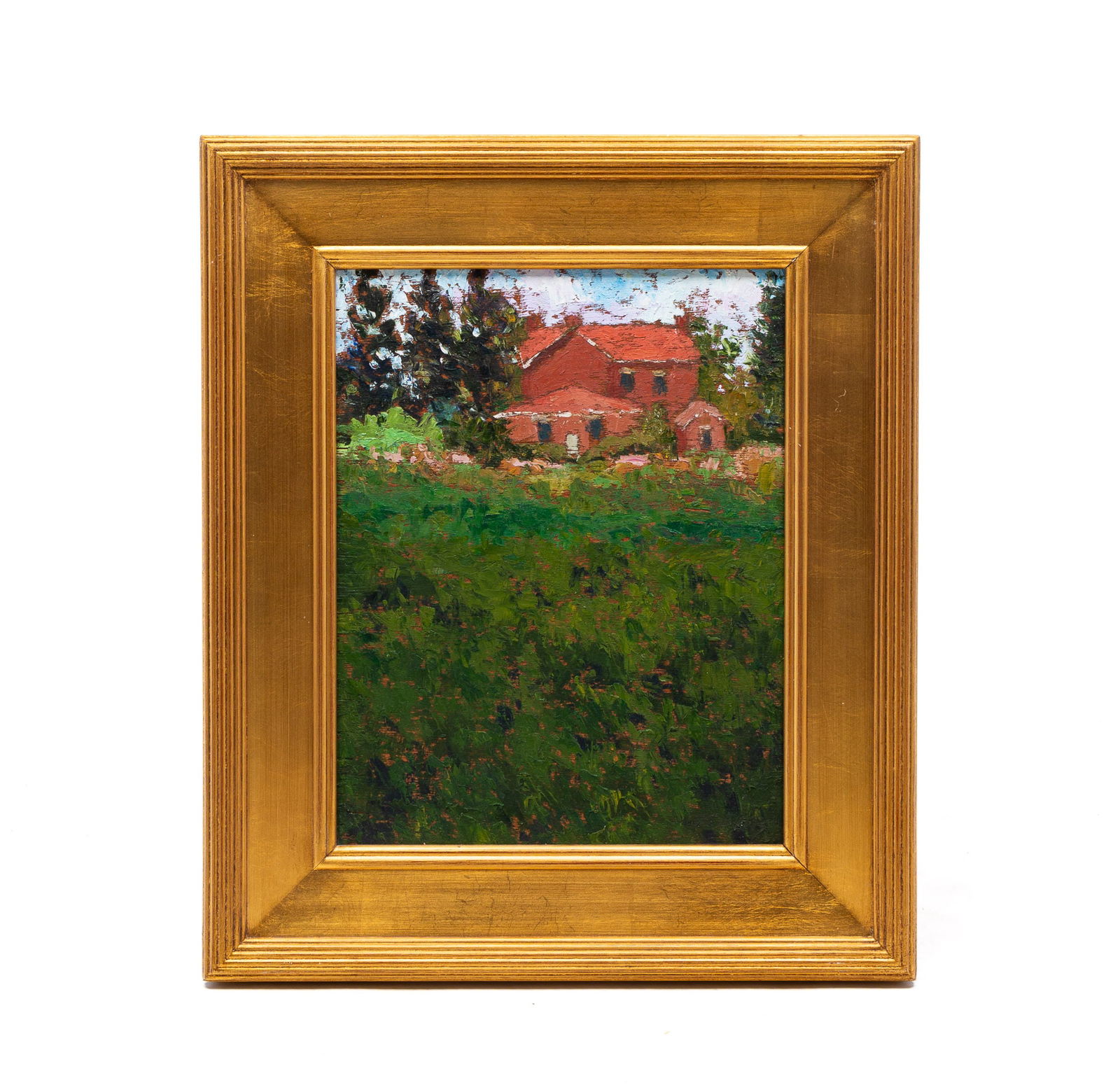 RICK AKERS (COLUMBUS, OHIO, CONTEMPORARY) "BEHIND THE OLE FEDERAL" OIL ON BOARD, DATED 2011. Frame, (1 of 3)