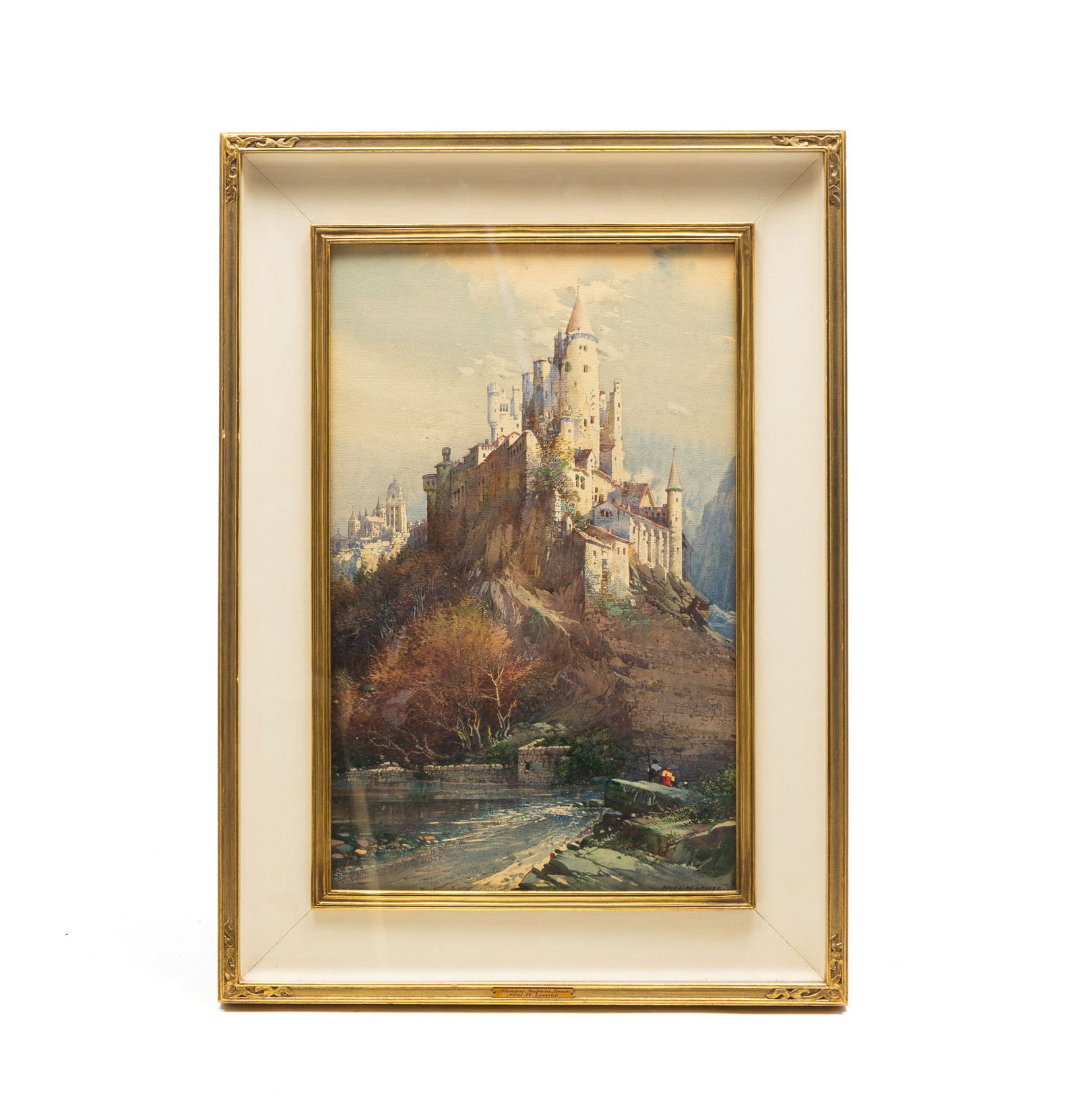 NOEL HARRY LEAVER (BRITISH, 1889-1951) "ALCAZAR, SEGOVIA, SPAIN" WATERCOLOR. (1 of 4)