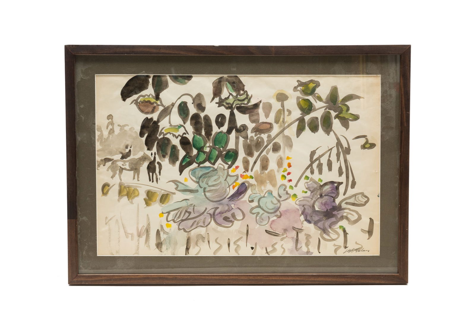 JOSEPH B. O'SICKEY (CLEVELAND, OHIO, 1918-2013) INK AND WATERCOLOR ON PAPER. Frame, 15.75"h. 22.5"w. (1 of 4)