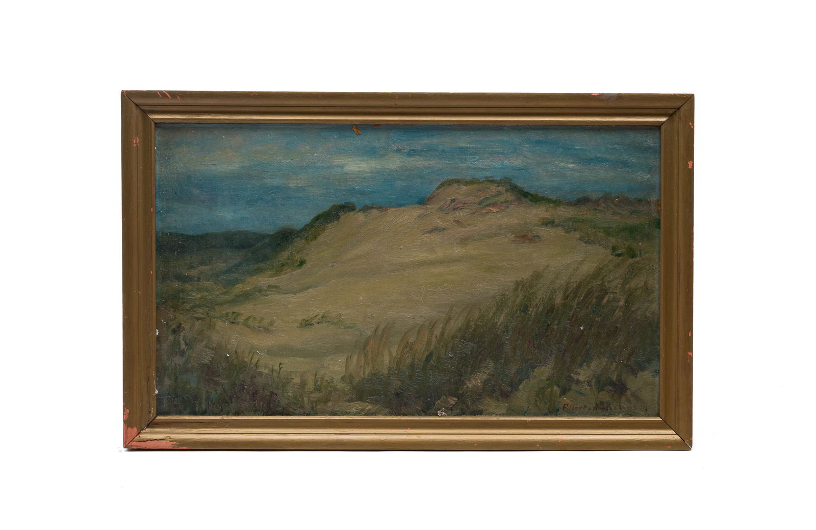 OIL ON CANVAS OF LANDSCAPE WITH SAND DUNE. Frame, 17"h. 26.75"w. Canvas, 14"h. 24.25"w. (1 of 4)