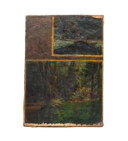 EDWARD PARKER HAYDEN (OHIO/NEW YORK/MASSACHUSETTS, 1858-1922) OIL ON CANVAS OF DOUBLE LANDSCAPE.