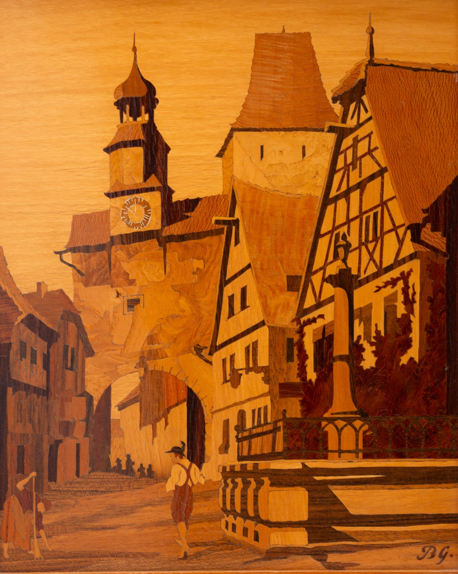 TWO GERMAN MARQUETRY PLAQUES. - 3