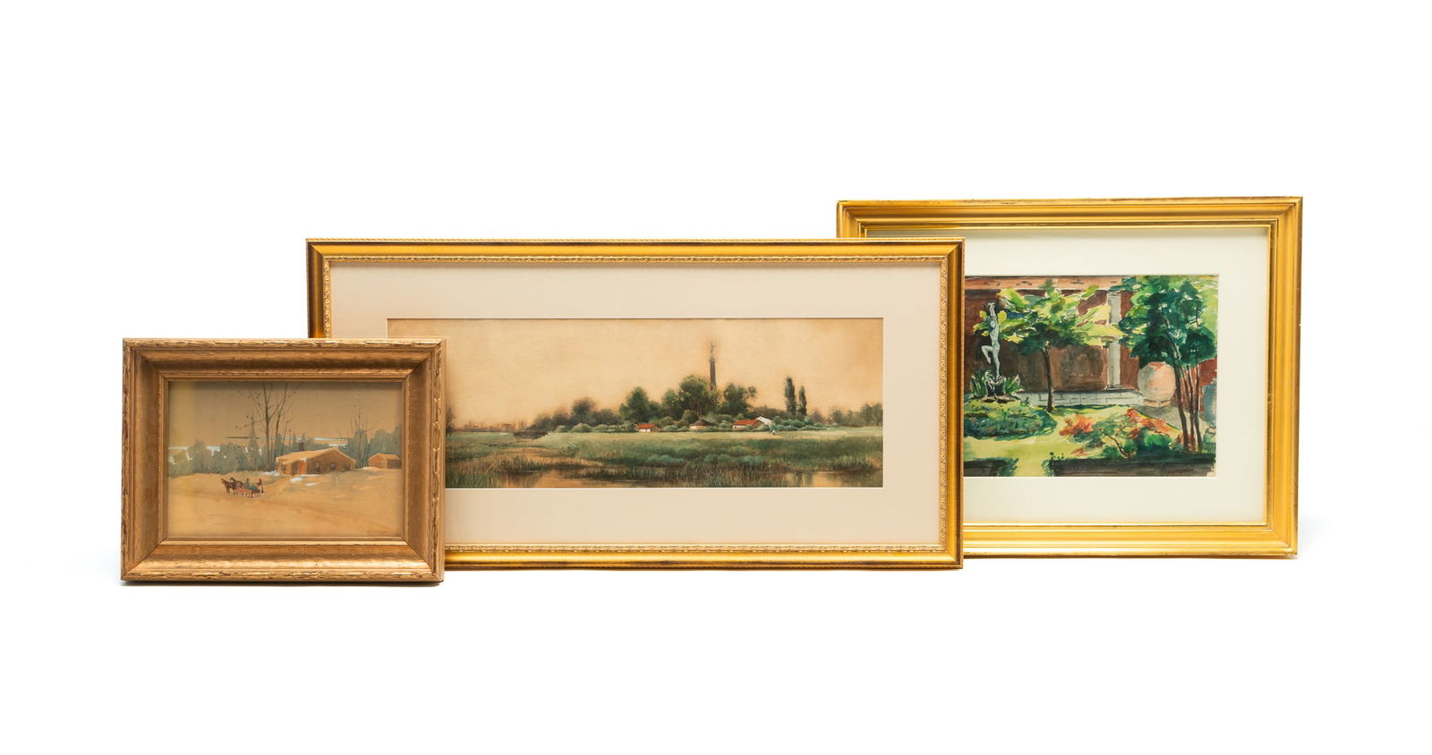 THREE OHIO WATERCOLORS, INCL. JOHN PIERSCHE (COLUMBUS, 1861-1922), DORA MCCOLLISTER (1860-1945), AND (1 of 8)