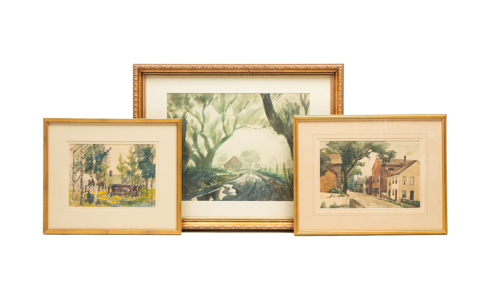 THREE WATERCOLOR PAINTINGS, INCL. MATTHEW ANDREW DALY (CINCINNATI, OHIO, 1860-1937). Largest frame, (1 of 7)