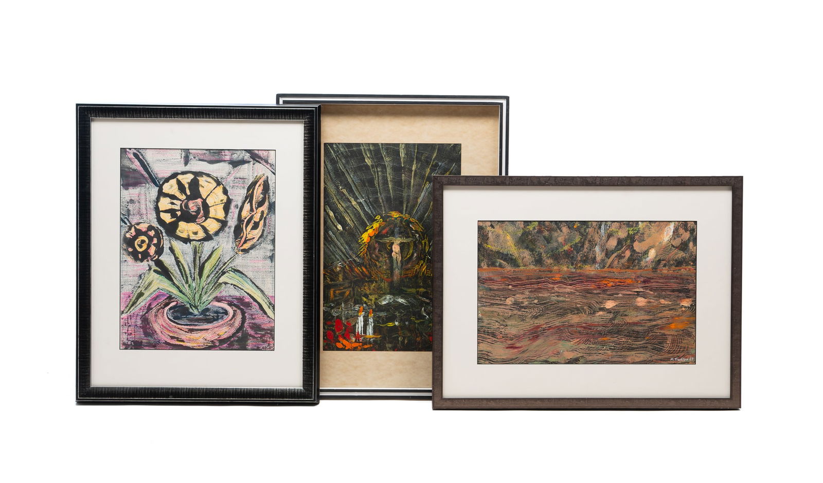 THREE MARTIN TISCHLER (AMERICAN, 20TH CENTURY) SERIGRAPH PRINTS. Largest frame, 25.25"h. 19.25"w. (1 of 8)