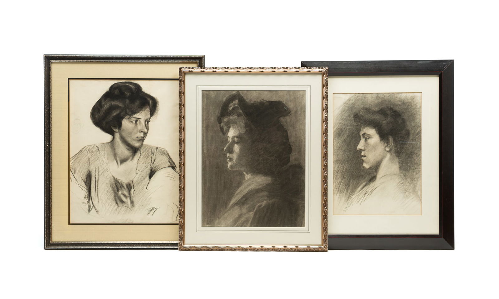 THREE LARGE CHARCOAL PORTRAITS OF WOMEN, INCL. JOSEPH HENRY SHARP (CINCINNATI, OHIO, 1859-1953) AND (1 of 6)
