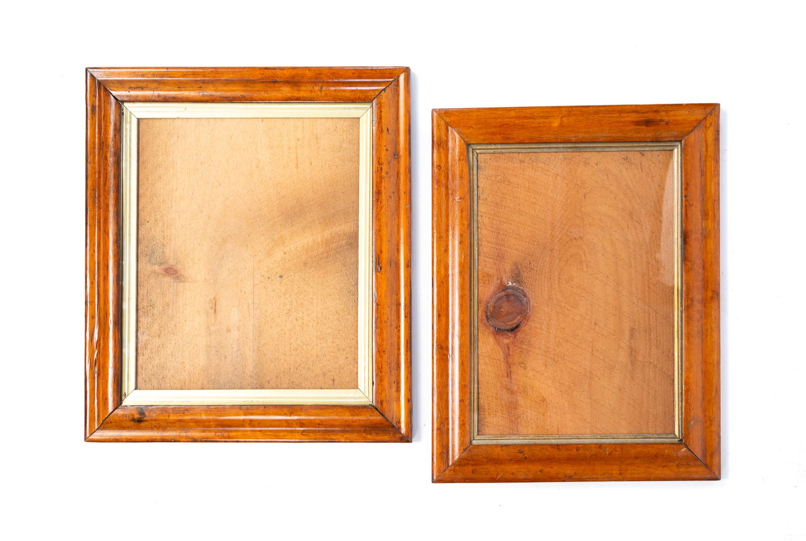 TWO BIRD'S-EYE MAPLE PICTURE FRAMES. The larger frame, overall, 14.5"h. 12.75"w. (1 of 3)