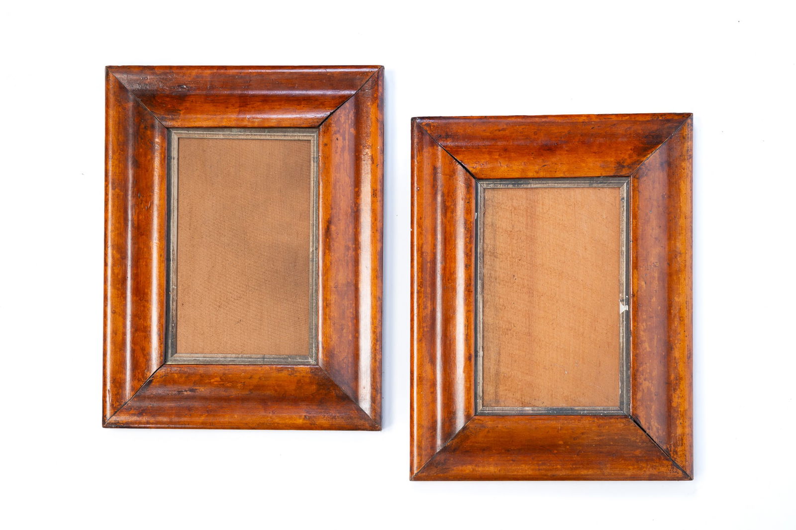 PAIR OF BIRD'S-EYE MAPLE PICTURE FRAMES. Each, overall, 10"h. 13"w. (1 of 3)