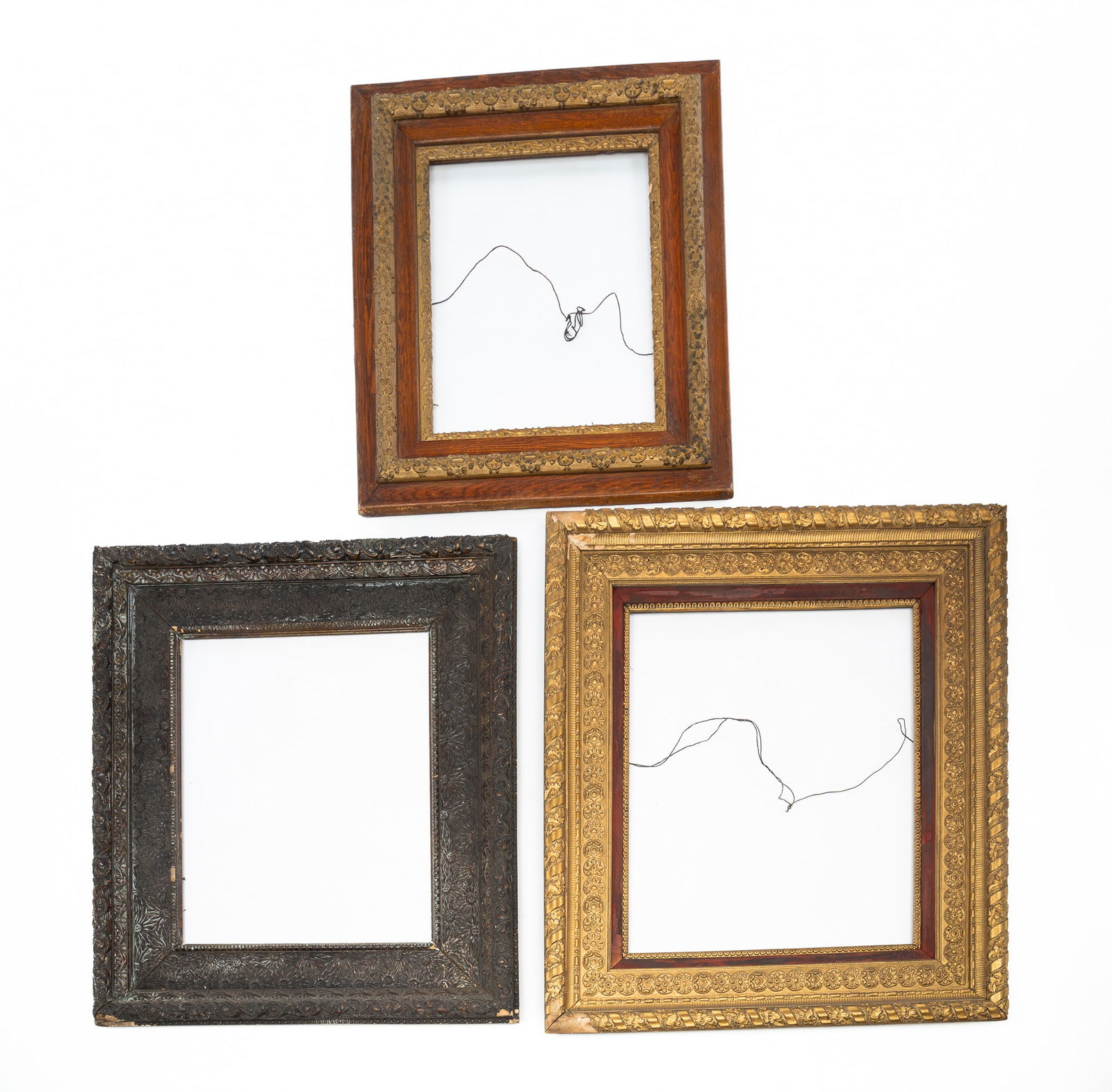 THREE LARGE WOOD AND COMPOSITION PICTURE FRAMES. Largest, overall, 35"h. 31.25"w. Smallest, overall, (1 of 4)