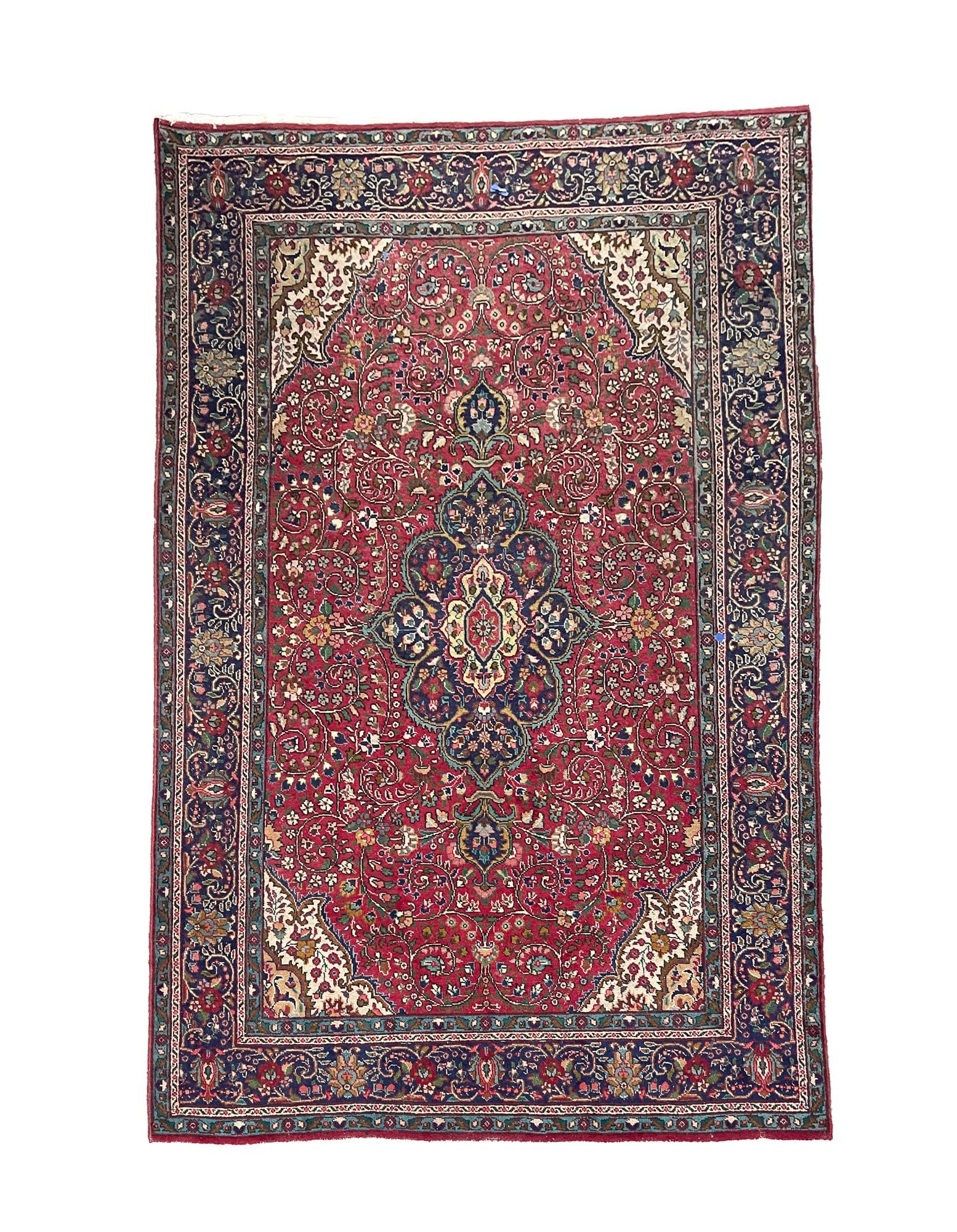 PERSIAN KASHAN WOOL AREA RUG. 78.5"w. 123.5"l. (1 of 4)