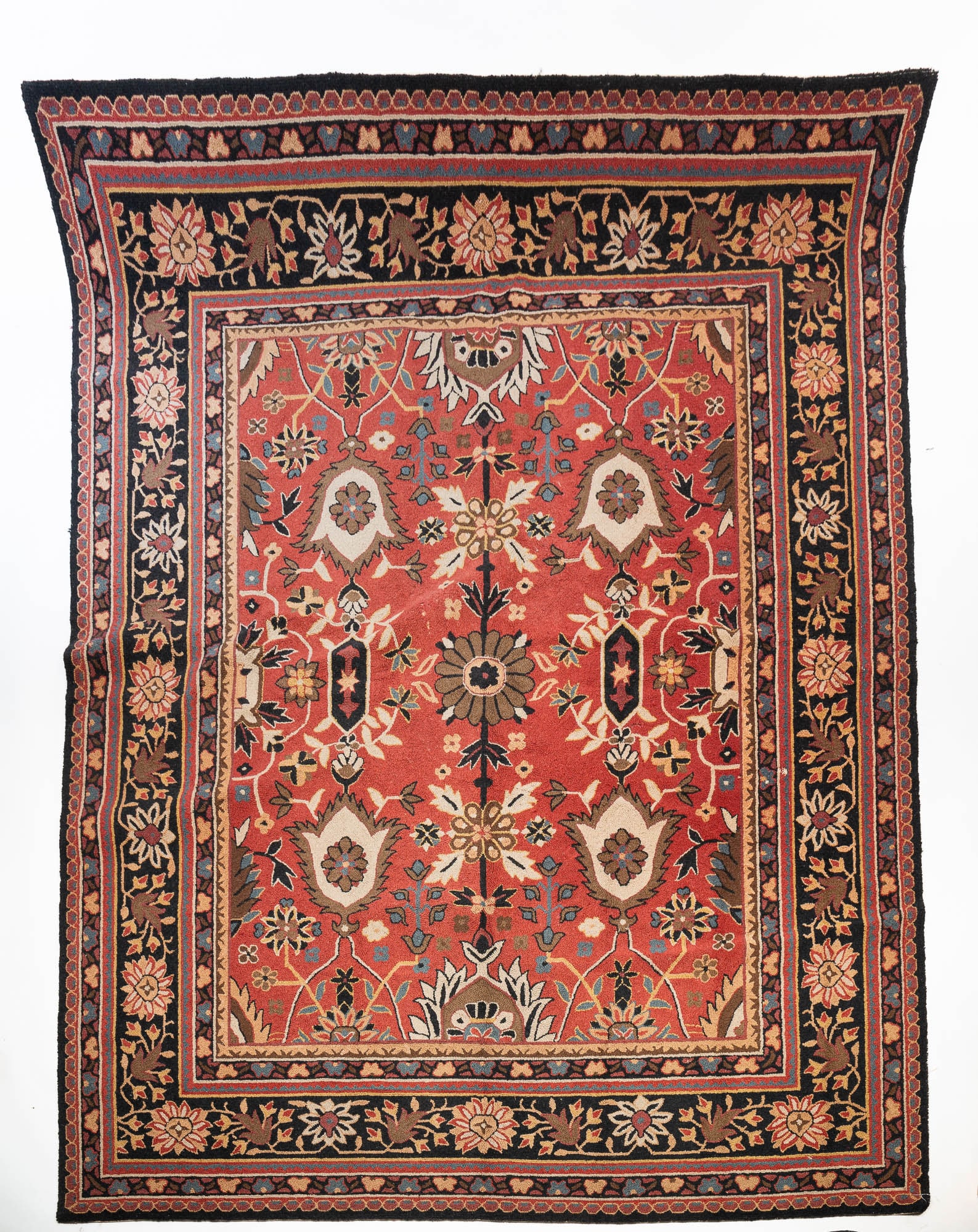 AMERICAN HOOKED AREA RUG. 89"w. 113"l. (1 of 4)