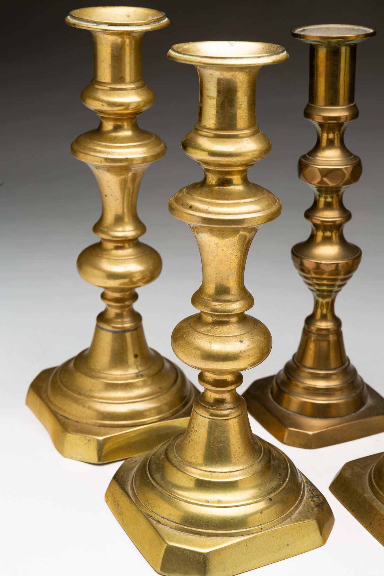 SIX BRASS CANDLESTICKS. - 2