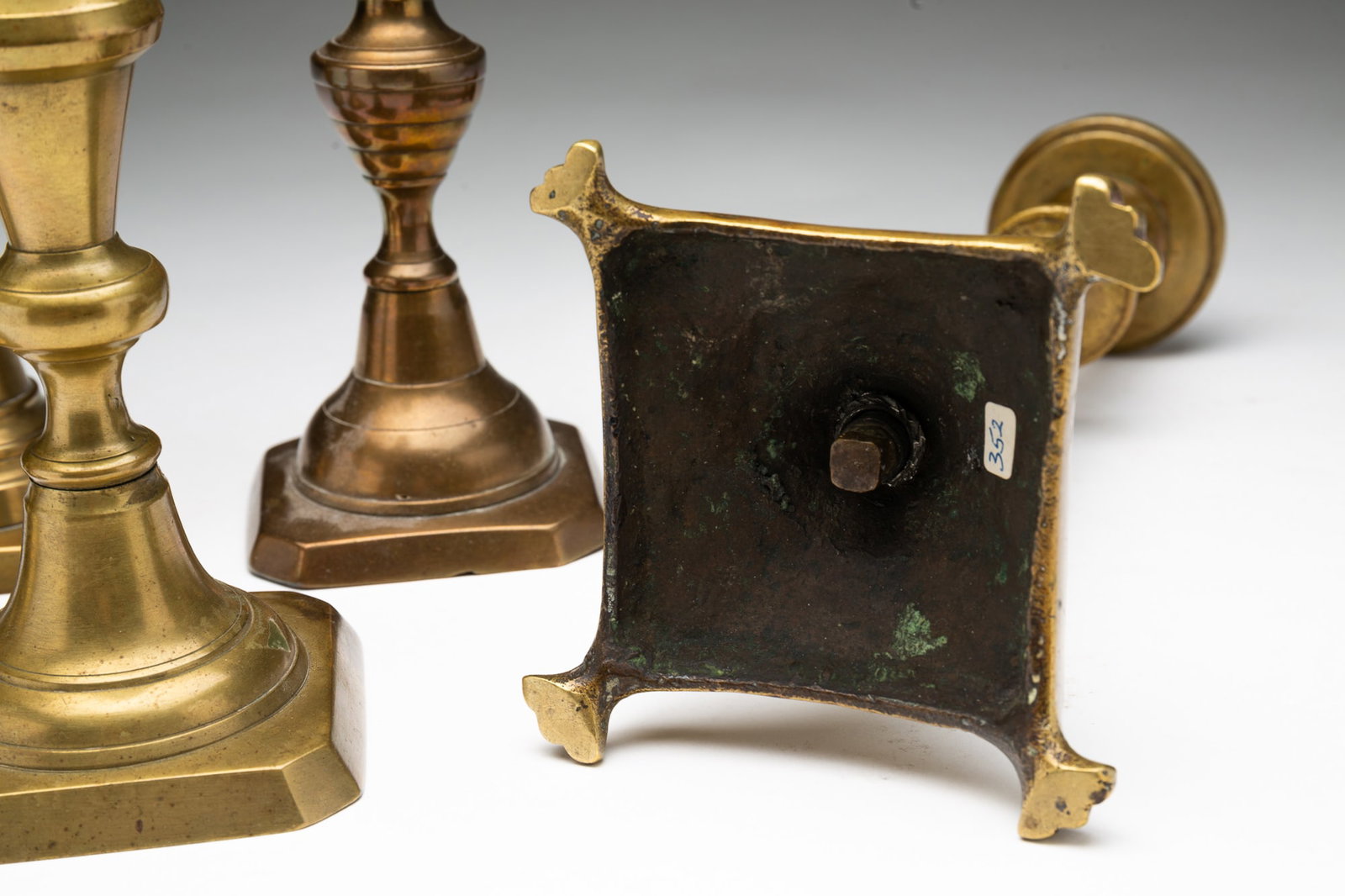 SIX BRASS CANDLESTICKS. - 8