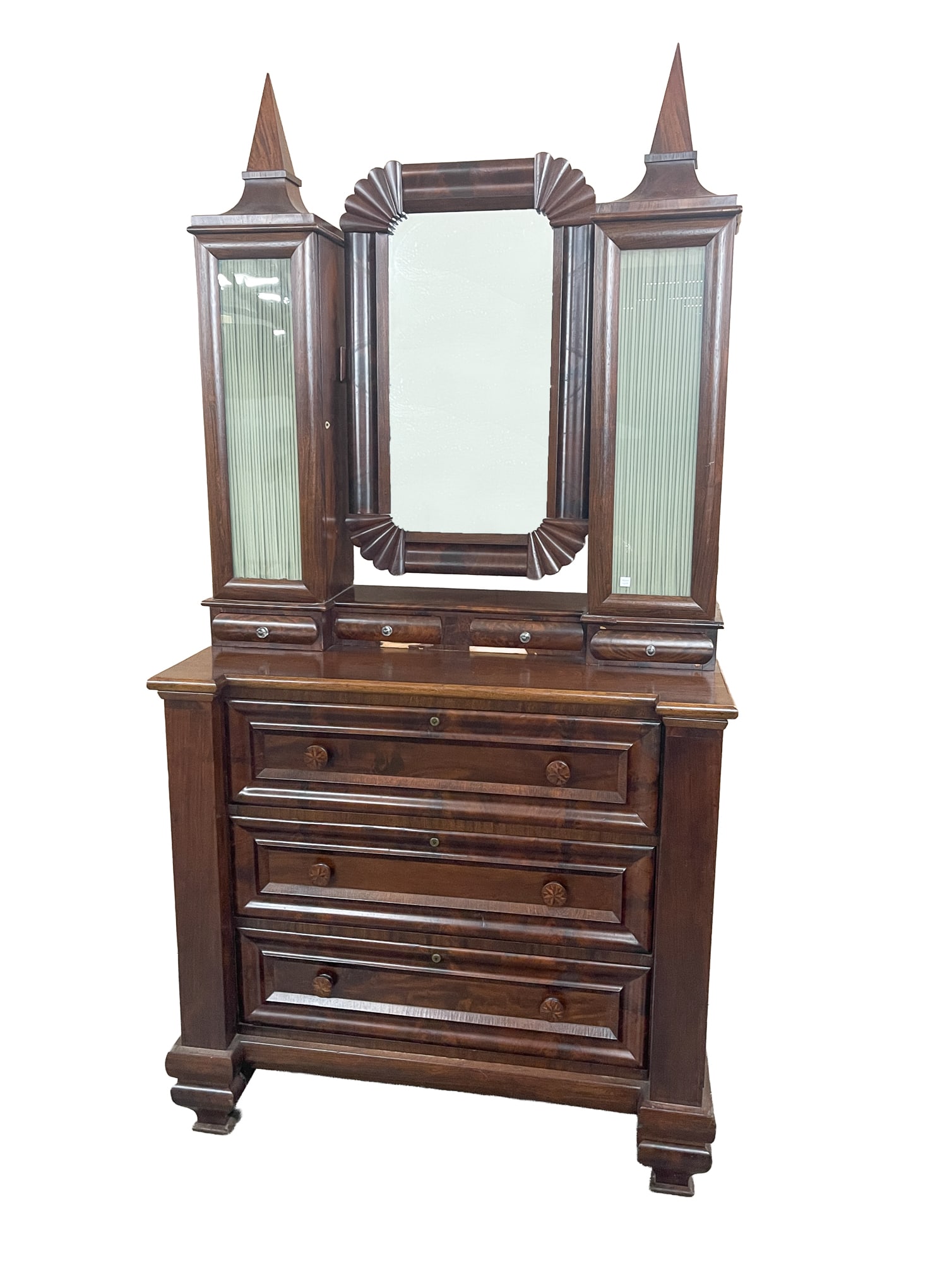AMERICAN CLASSICAL MAHOGANY WIG DRESSER. (1 of 7)