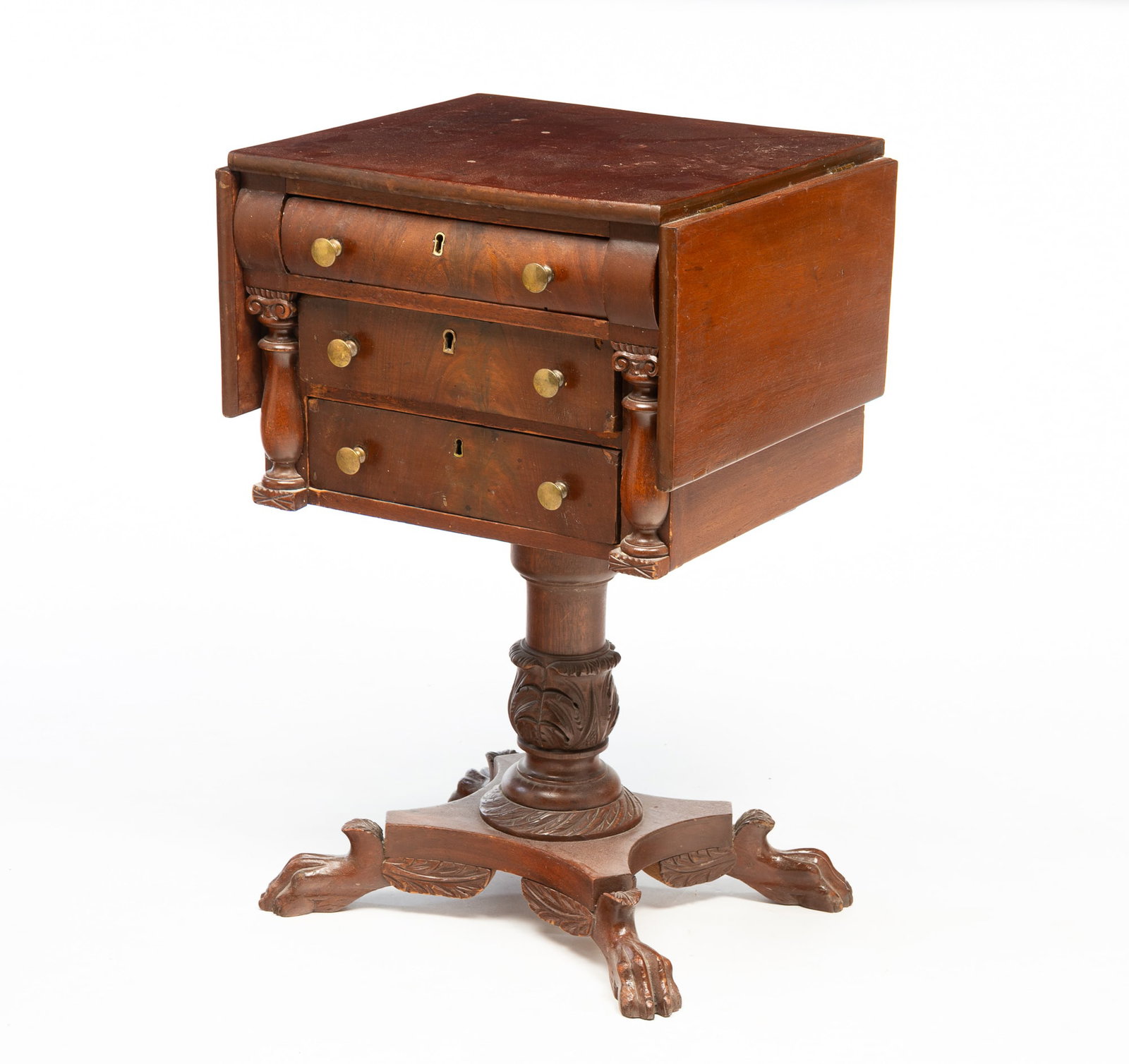 AMERICAN CLASSICAL MAHOGANY DROP-LEAF STAND. (1 of 6)