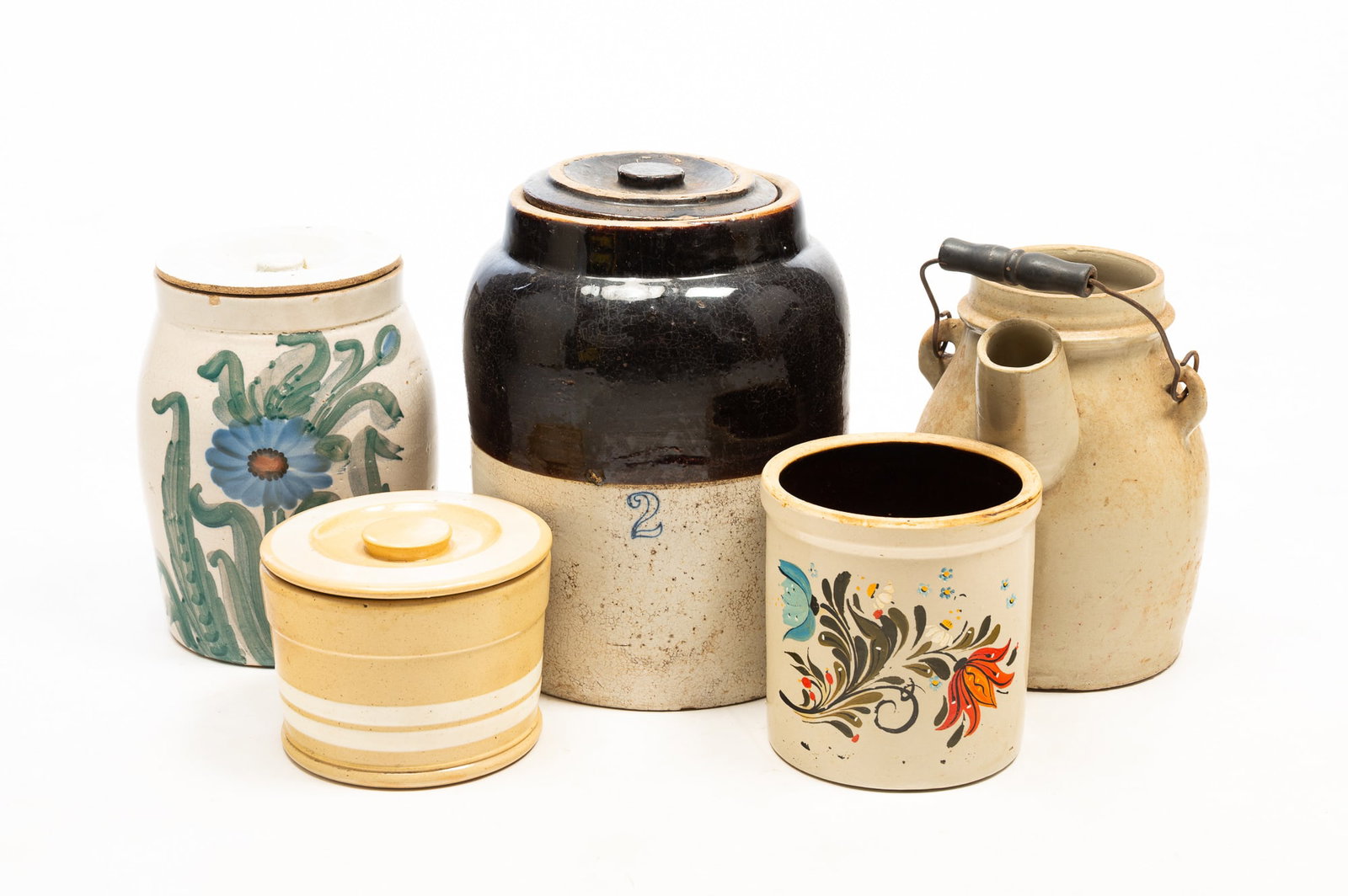 FIVE AMERICAN STONEWARE VESSELS. (1 of 6)