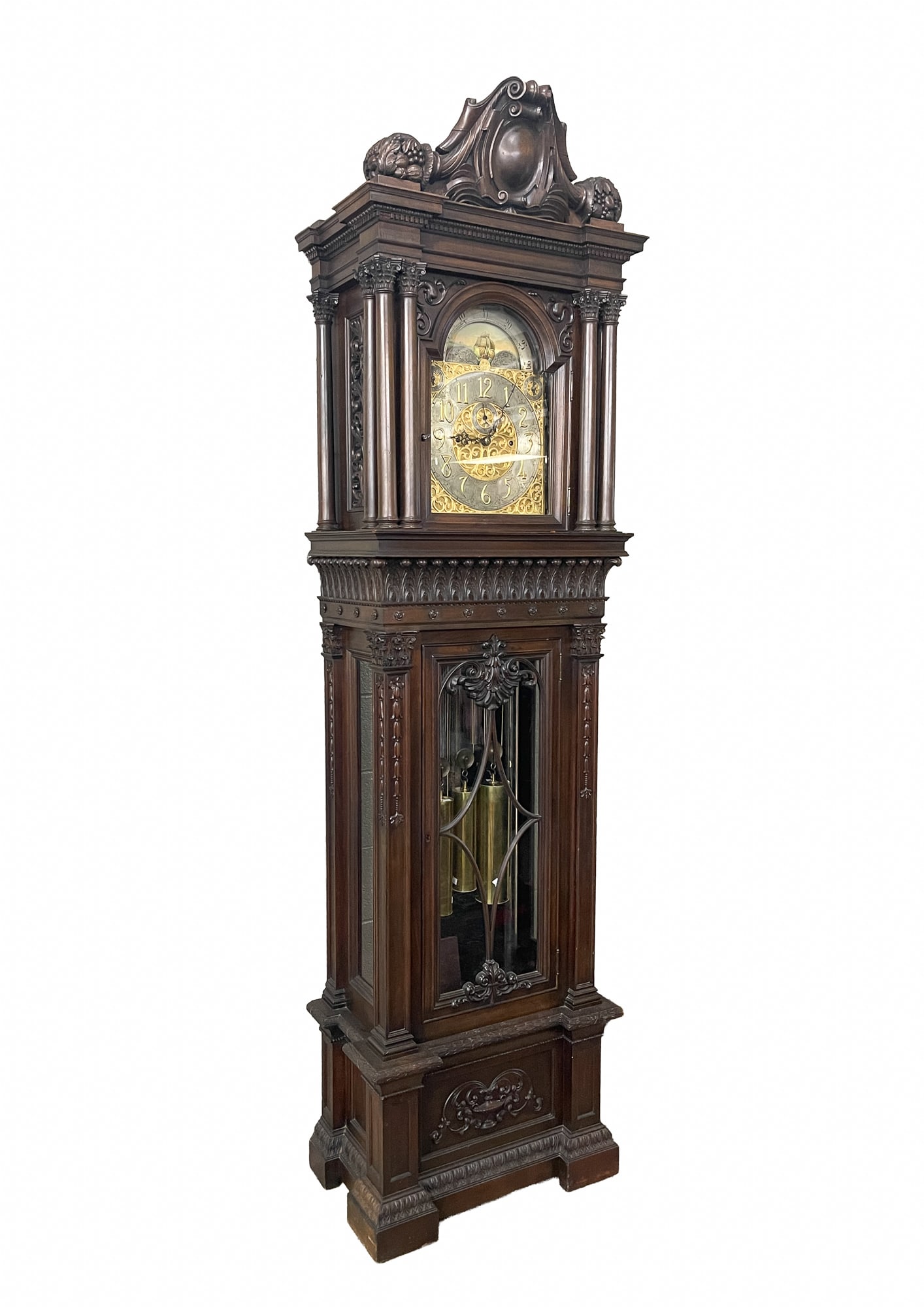 BUNDE AND UPMEYER CO. (MILWAUKEE, WISCONSIN) MAHOGANY TALL CASE CLOCK. (1 of 20)