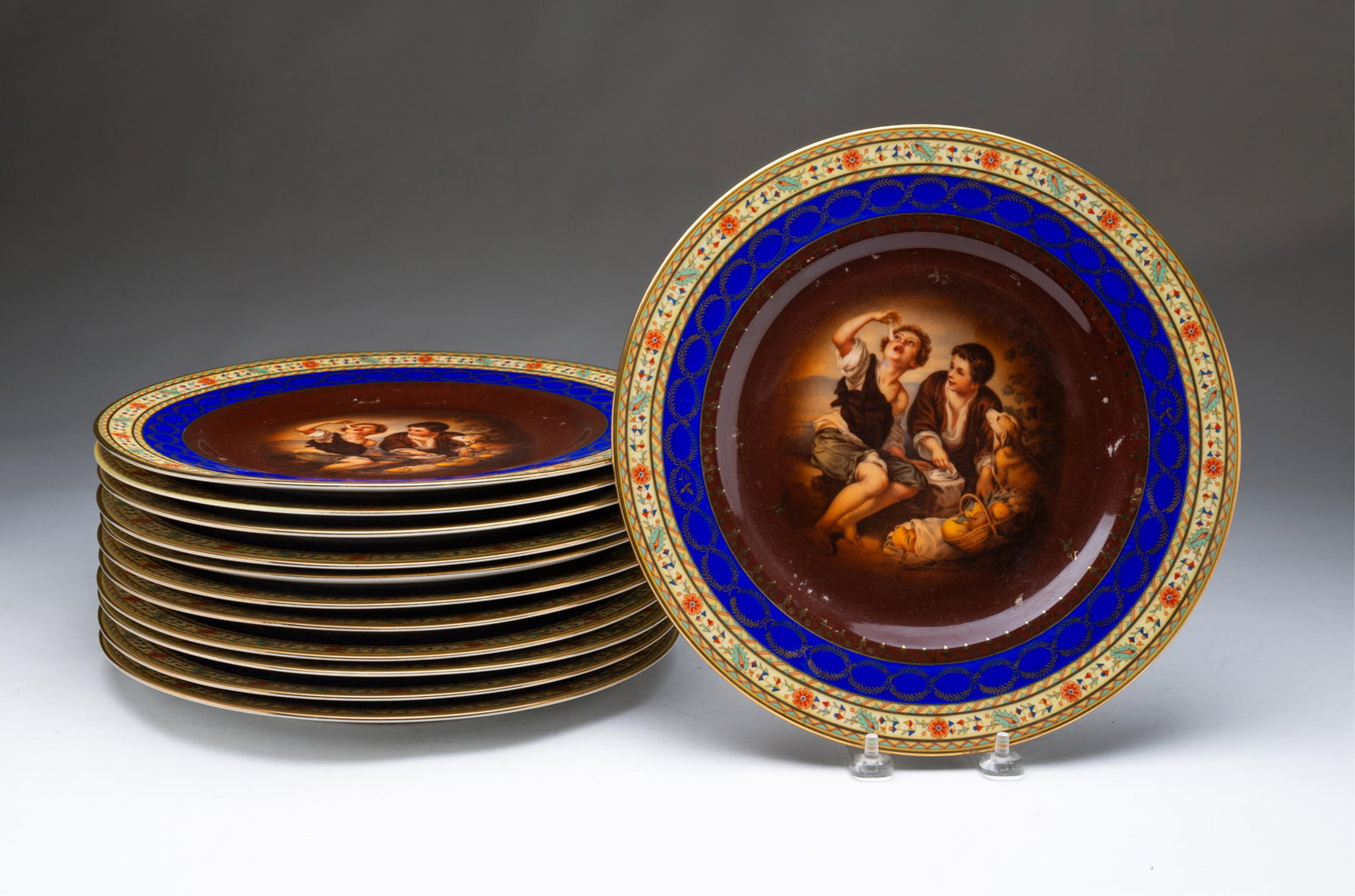 TWELVE CARLSBAD FINE PORCELAIN DECORATED PLATES. (1 of 7)