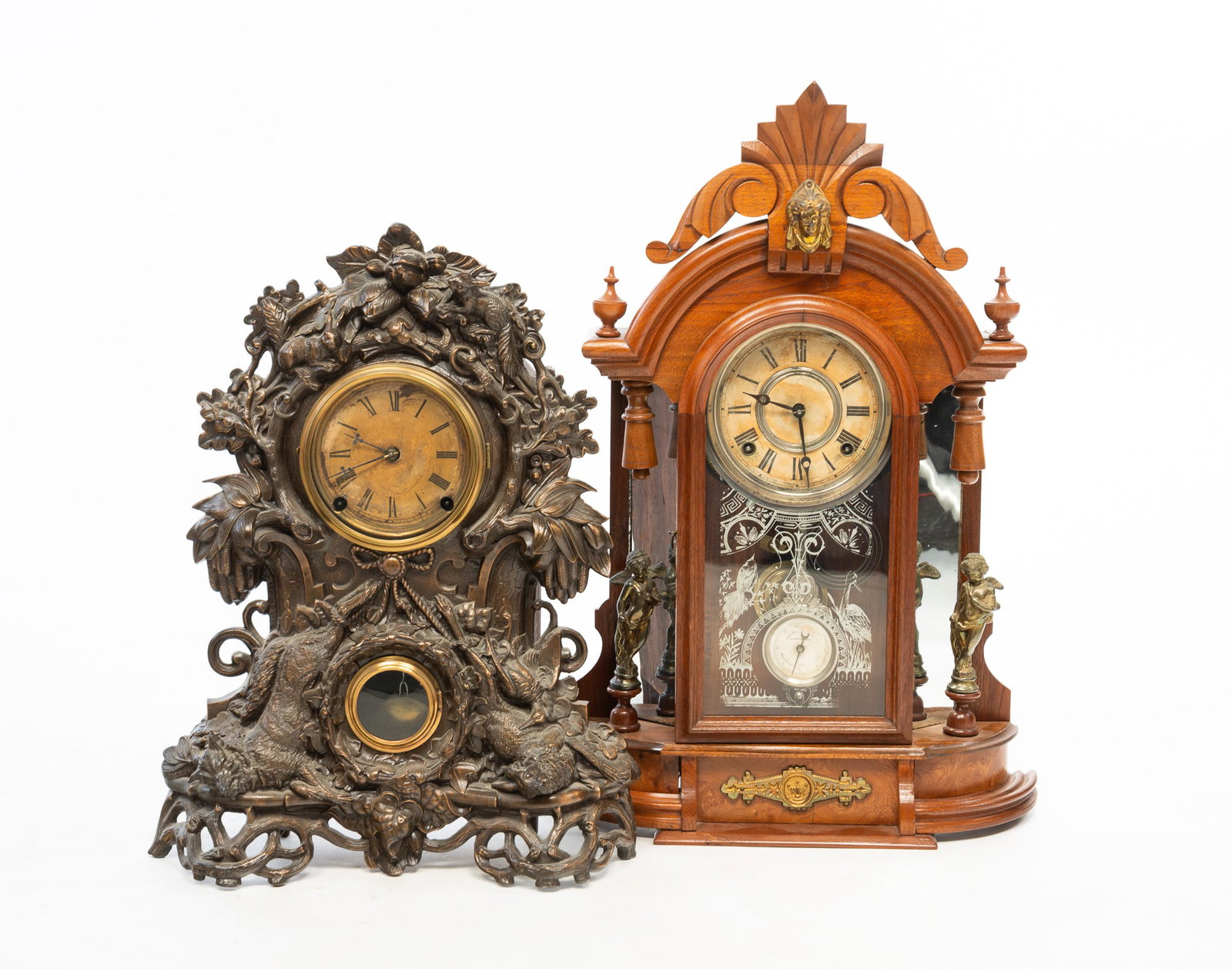 TWO VICTORIAN MANTEL CLOCKS. (1 of 8)