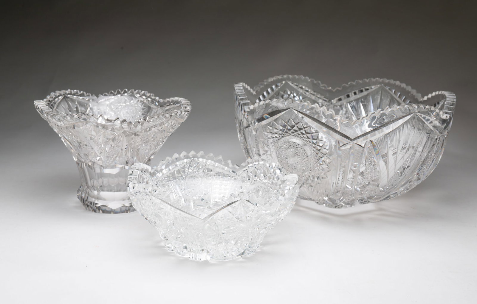 TWO AMERICAN BRILLIANT PERIOD CUT GLASS ITEMS. (1 of 7)