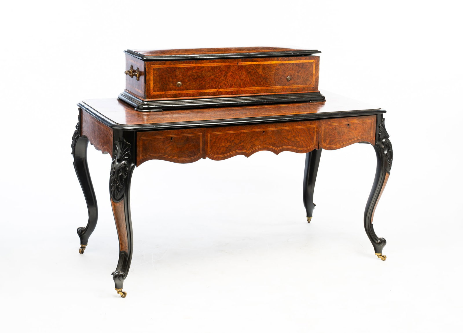 SWISS CYLINDER MUSIC BOX ON MATCHING DESK. (1 of 12)