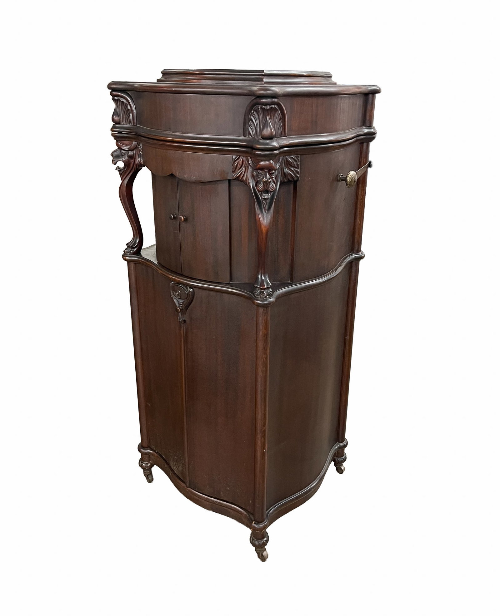 COLUMBIA "GRAFONOLA DE LUXE" MAHOGANY COMBINATION PHONOGRAPH AND DISC MUSIC BOX. (1 of 8)