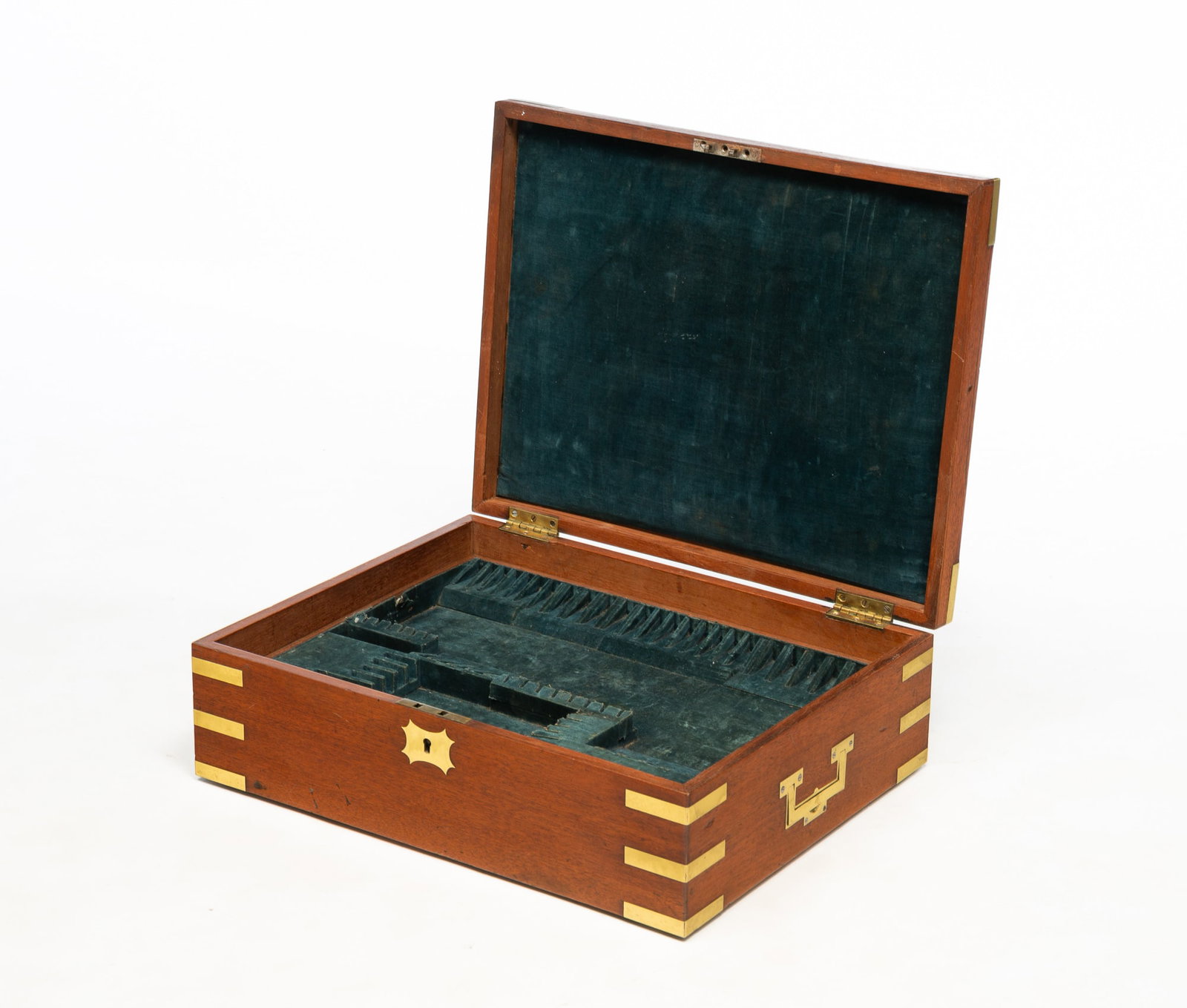 ENGLISH BRASS-BOUND MAHOGANY SILVER CHEST. (1 of 7)