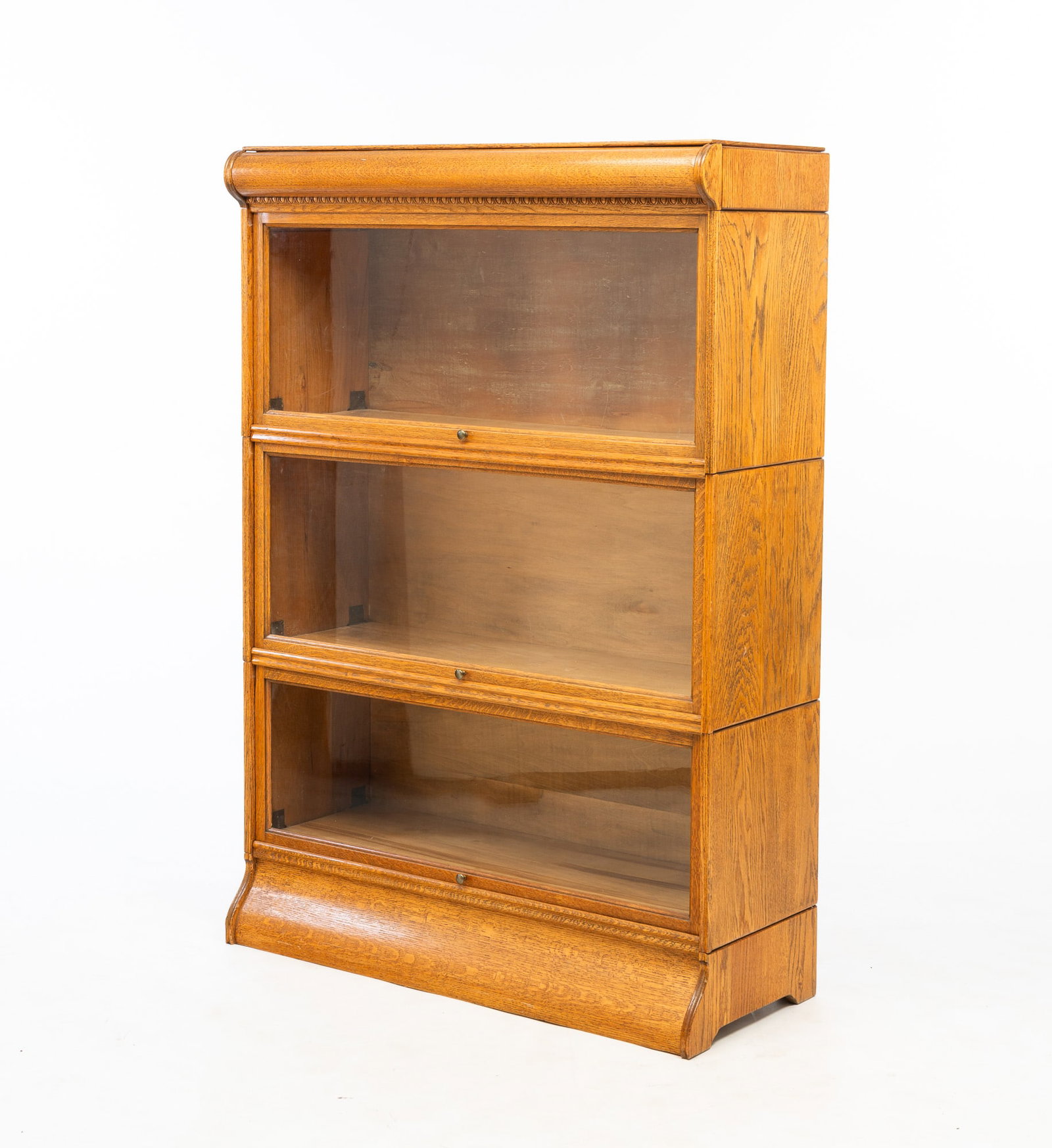 AMERICAN OAK THREE-STACK BARRISTER'S BOOKCASE. (1 of 5)