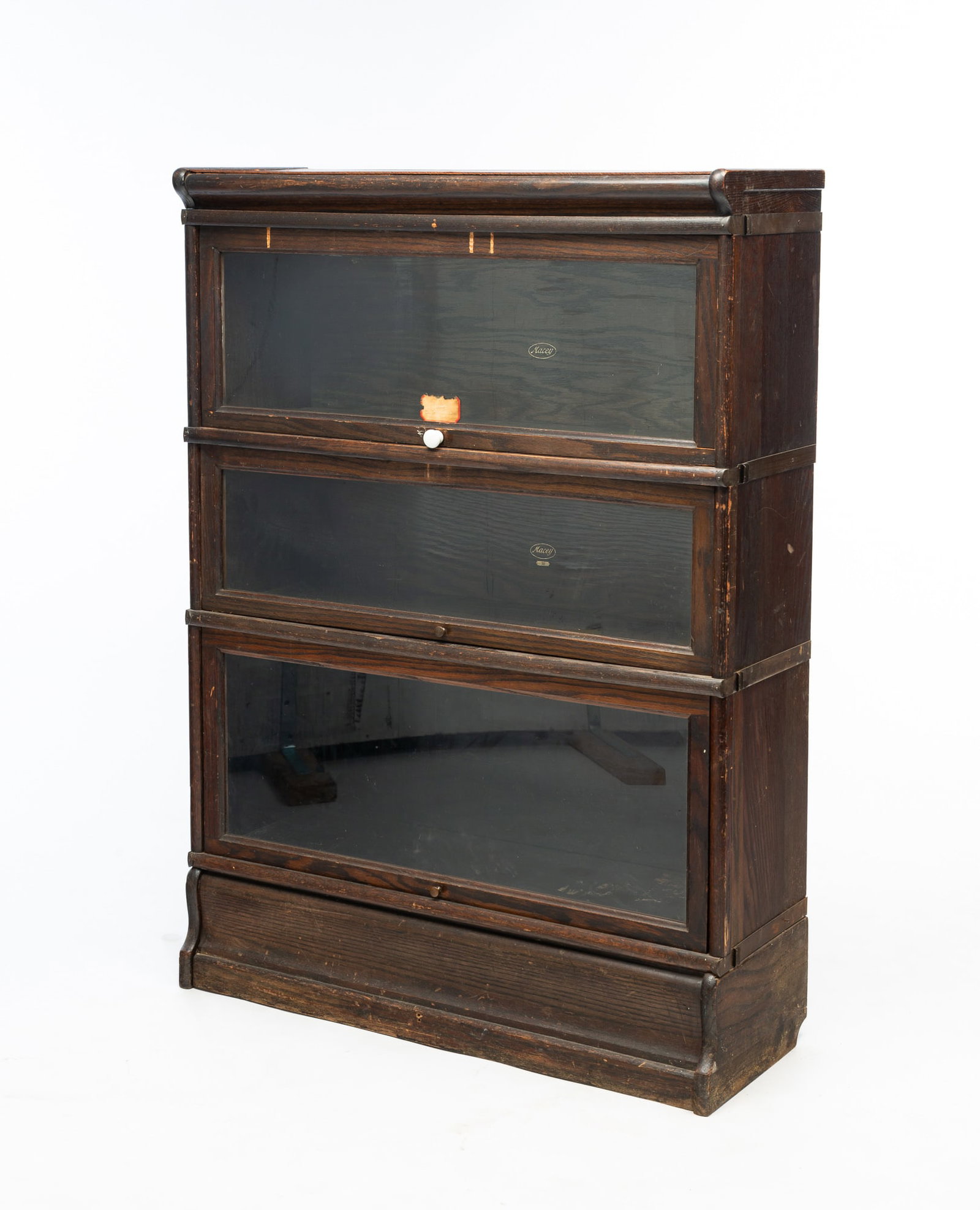 MACEY (GRAND RAPIDS, MICHIGAN) OAK THREE-STACK BARRISTER'S BOOKCASE. (1 of 4)