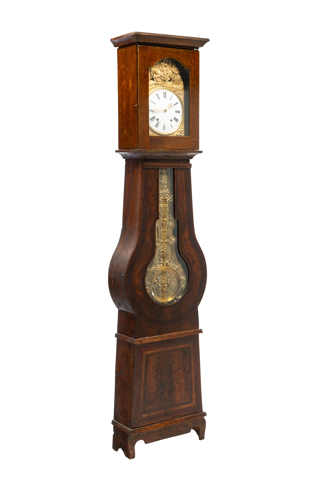 FRENCH PROVINCIAL PAGETE OAK TALL CASE CLOCK. (1 of 8)