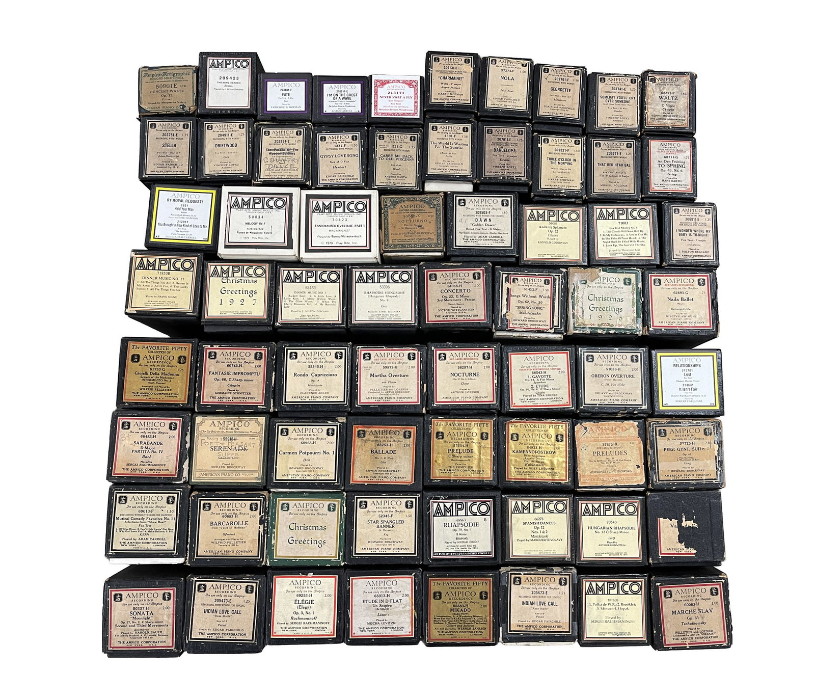 LARGE COLLECTION OF AMPICO REPRODUCER PIANO ROLLS. (1 of 4)