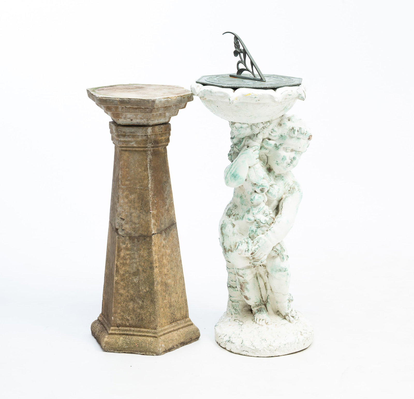 TWO GARDEN ORNAMENTS, INCL. PLANT STAND. (1 of 7)