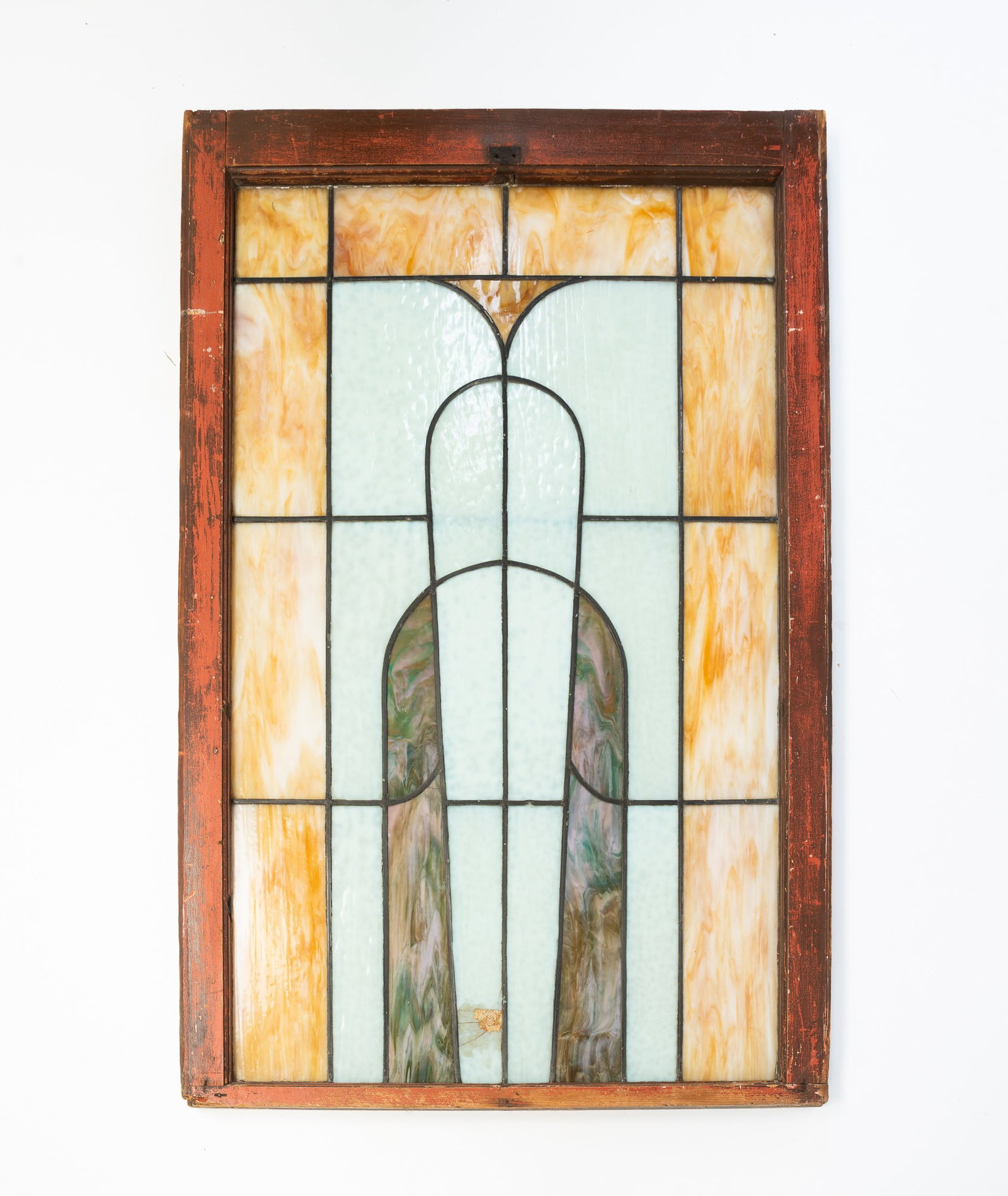 AMERICAN STAINED AND LEADED GLASS ARCHITECTURAL WINDOW PANEL. (1 of 6)