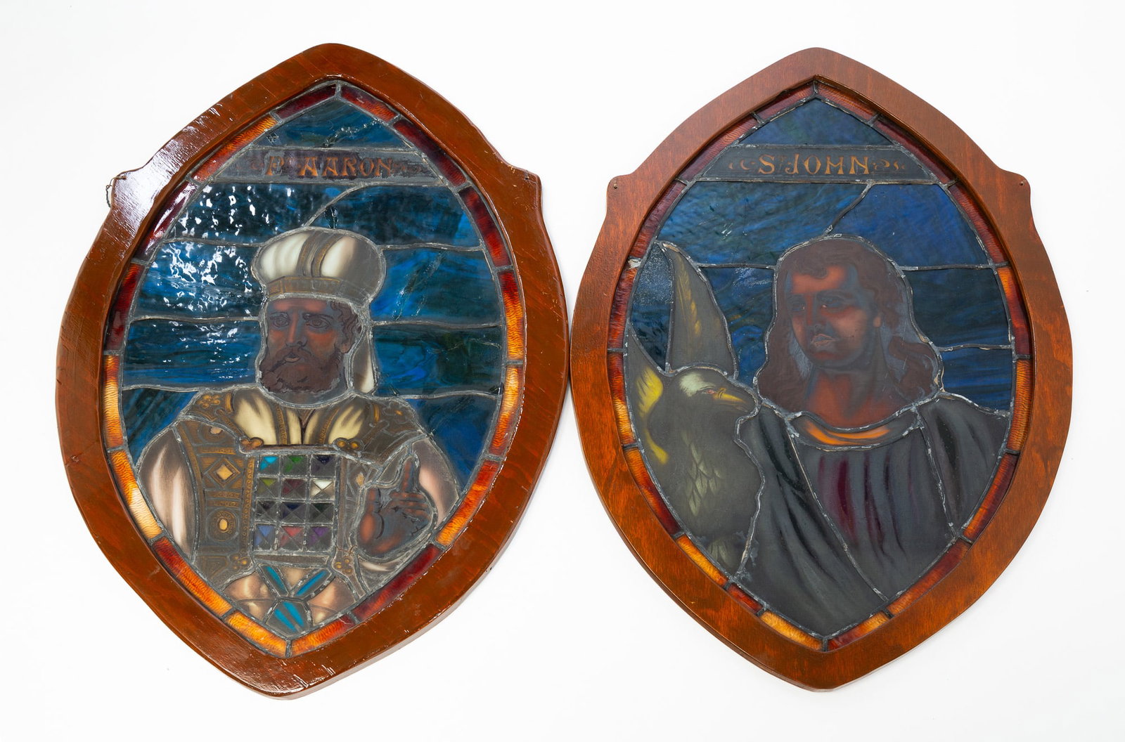 TWO AMERICAN STAINED AND LEADED GLASS CHURCH WINDOWS. (1 of 7)