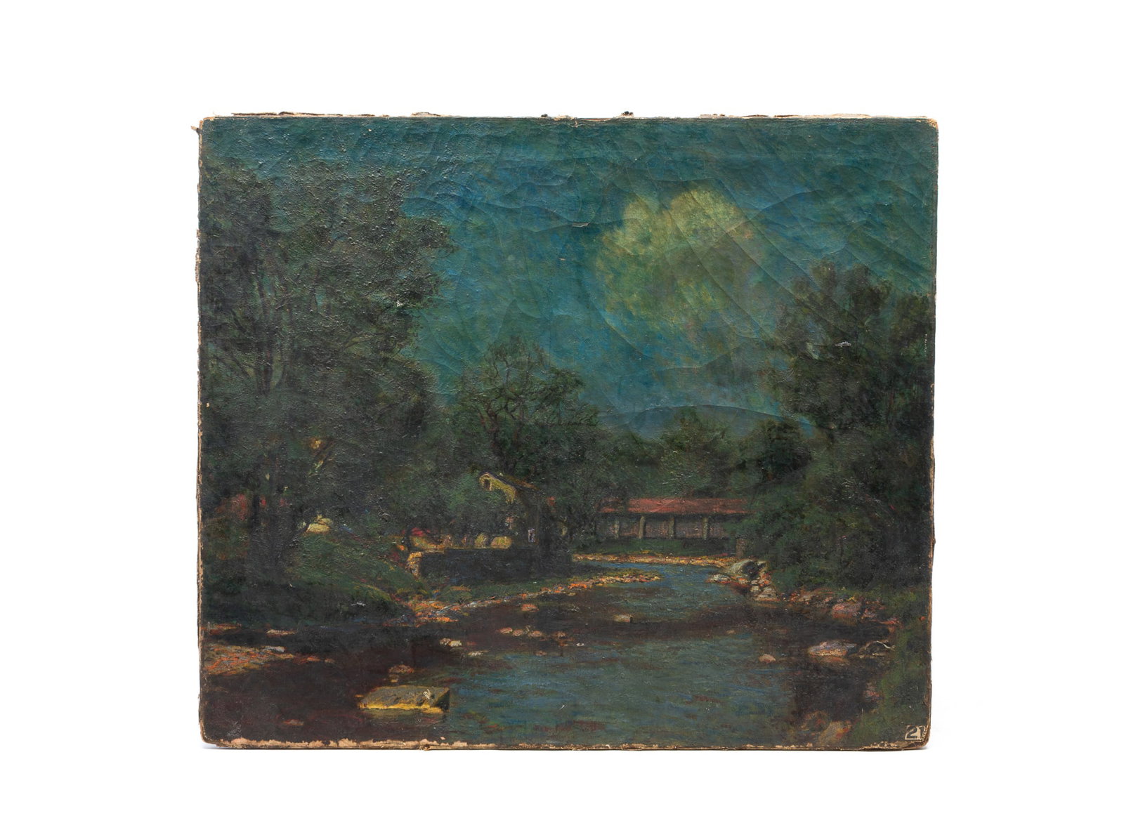 EDWARD PARKER HAYDEN (OHIO/NEW YORK/MASSACHUSETTS, 1858-1922) "EARLY SNOW A GRAY DAY IN WINTER" OIL (1 of 5)