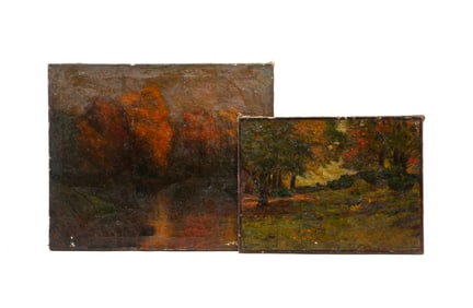 TWO EDWARD PARKER HAYDEN (OHIO/NEW YORK/MASSACHUSETTS, 1858-1922) OIL ON CANVAS AUTUMNAL LANDSCAPES.