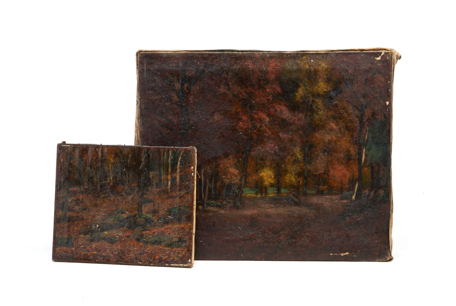 TWO EDWARD PARKER HAYDEN (OHIO/NEW YORK/MASSACHUSETTS, 1858-1922) WOODSY LANDSCAPES. (1 of 6)