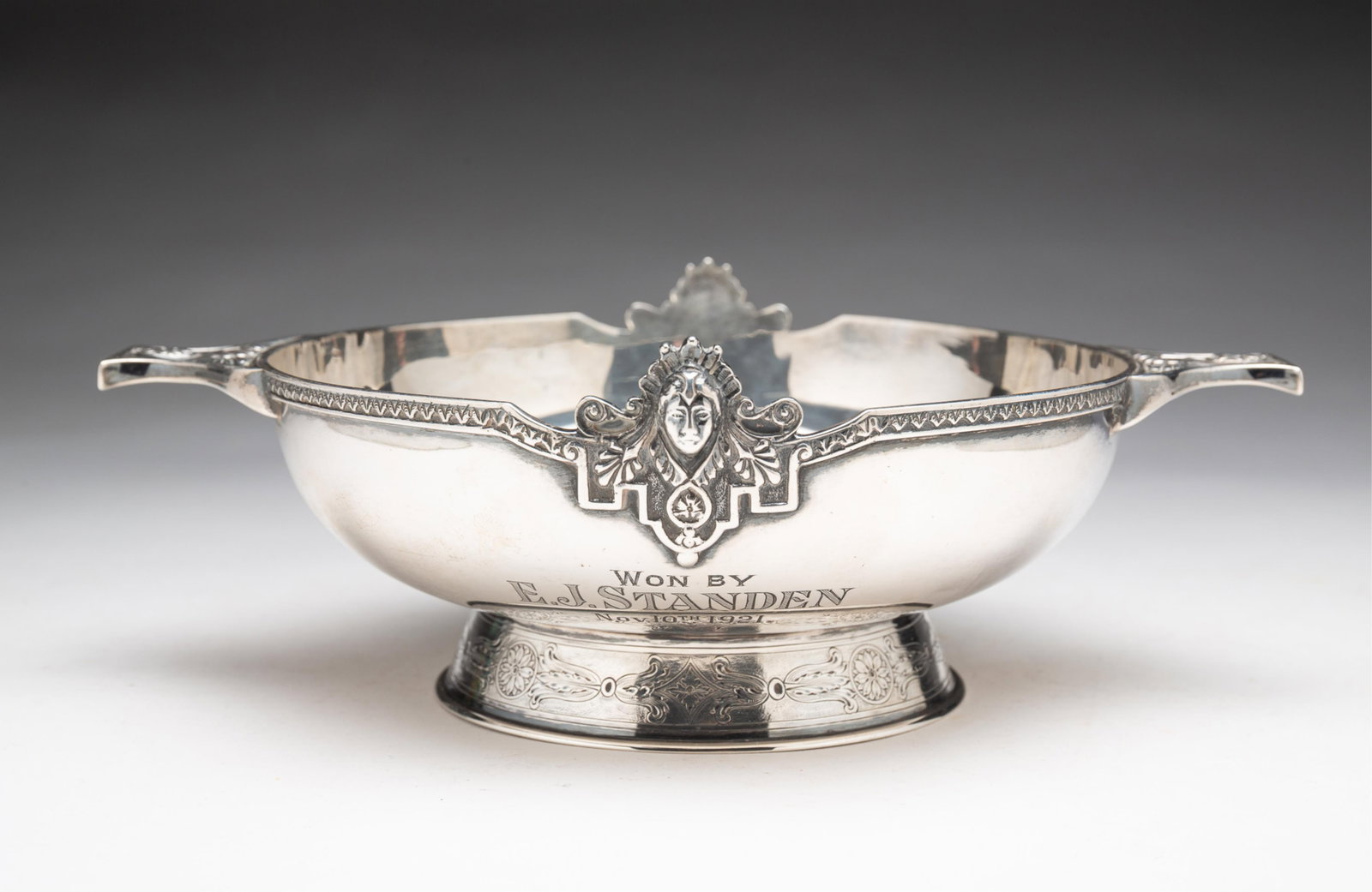 CARRINGTON AND COMPANY (LONDON) STERLING SILVER TROPHY BOWL. (1 of 5)