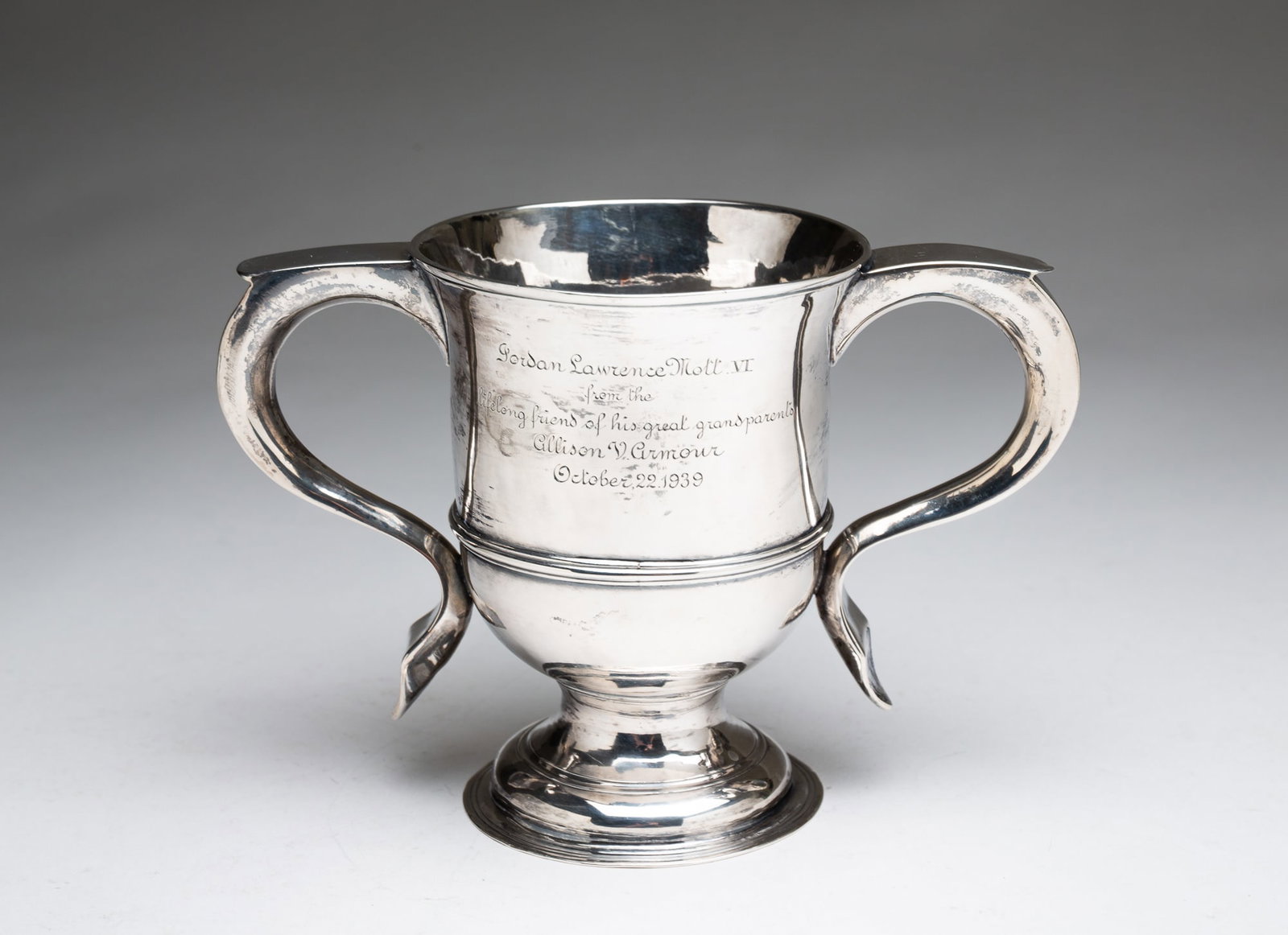 ENGLISH STERLING SILVER DOUBLE-HANDLED TROPHY CUP. (1 of 5)