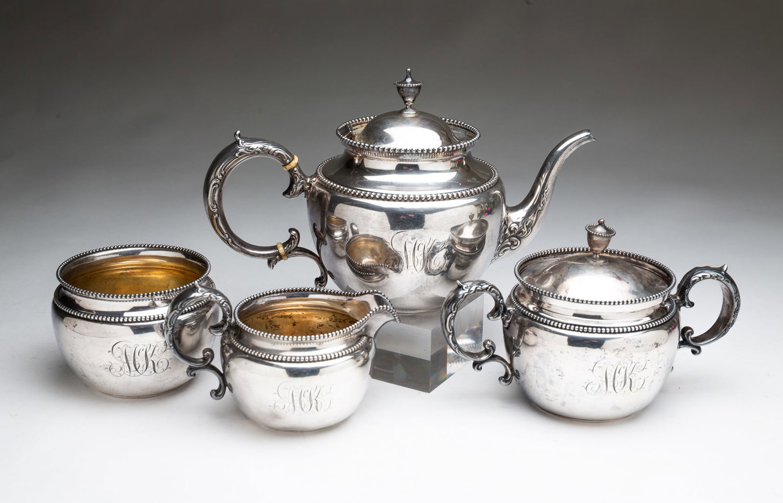 FOUR-PIECE WHITING MFG. CO. STERLING SILVER TEA SET. (1 of 5)