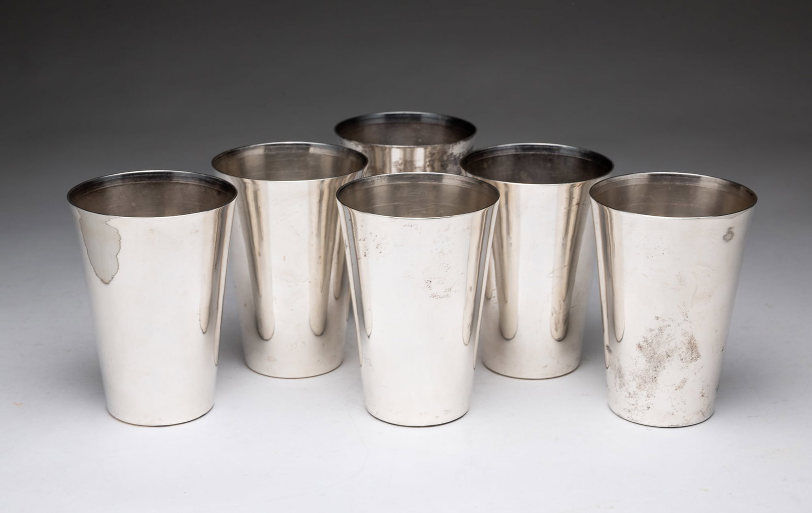 SIX MEXICAN STERLING SILVER JULEP CUPS. (1 of 2)