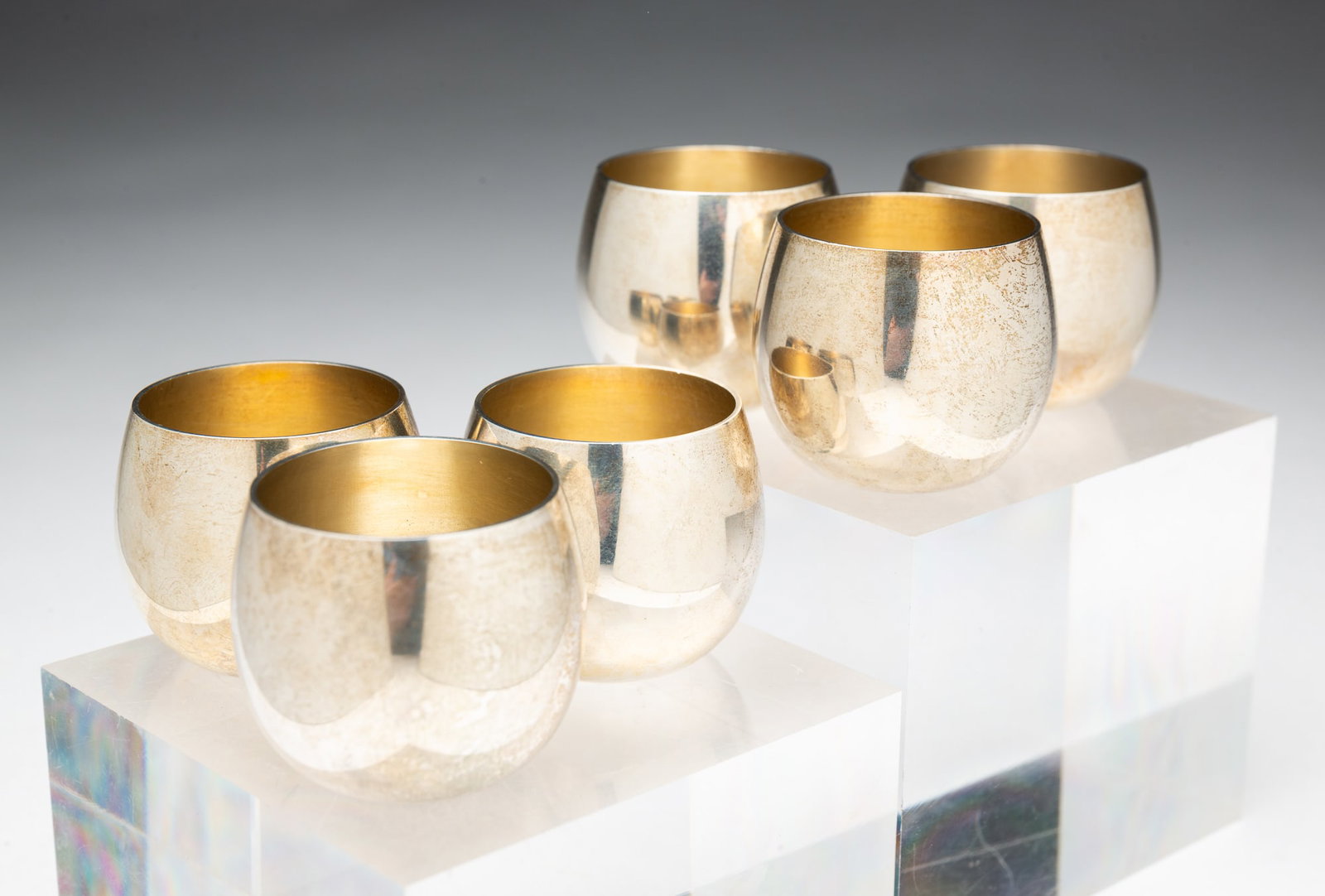 SIX MINIATURE TIFFANY AND CO. STERLING SILVER CORDIALS. (1 of 3)