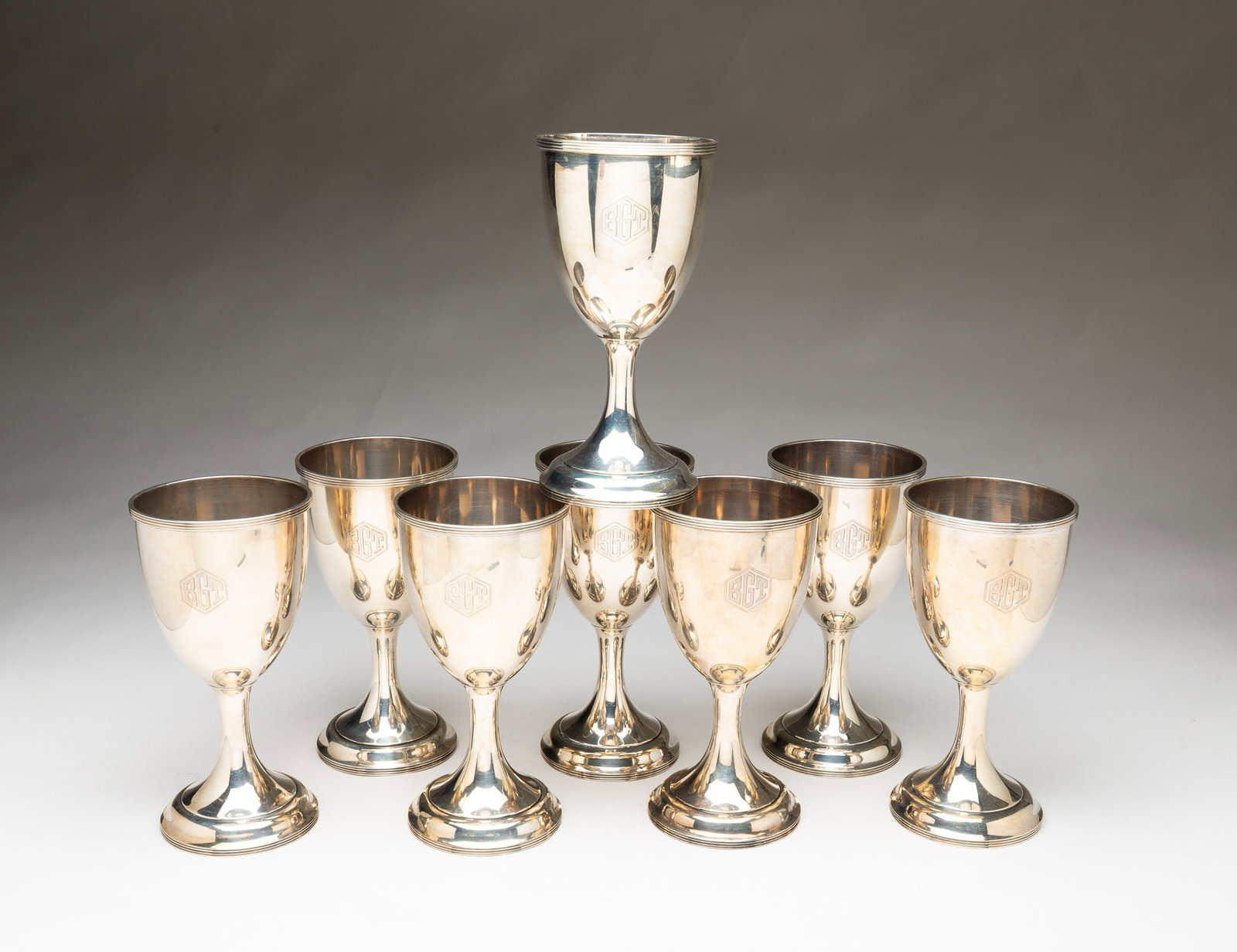 EIGHT AMERICAN STERLING SILVER CHALICES. (1 of 5)